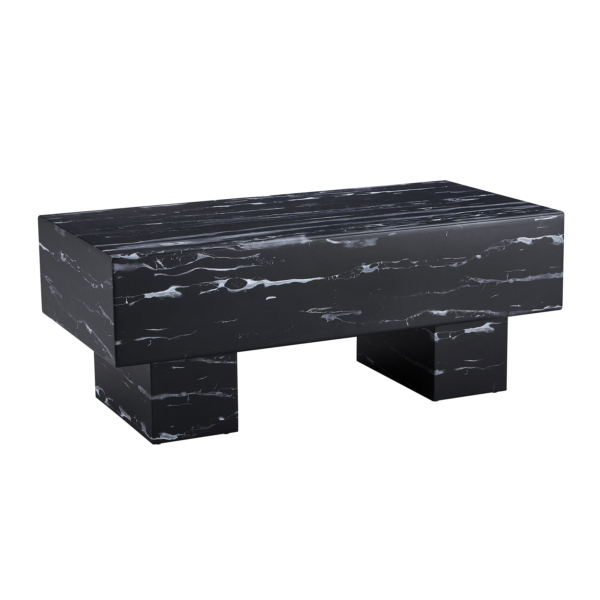 Modern Simple Black Marble Texture MDF Coffee Table - Stylish and Practical Design, Black, 43.3'x21.6'x17.2' - Best Buy Furniture