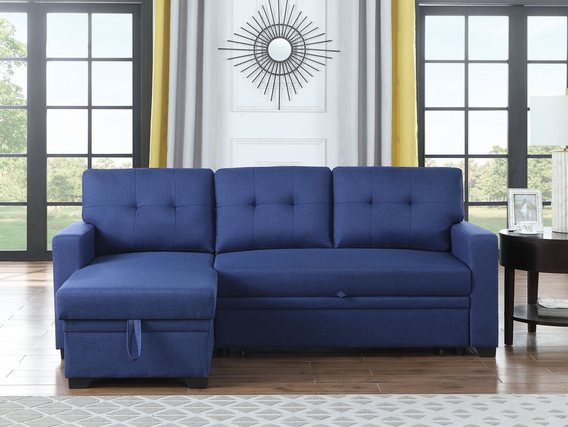 Upholstered Pull Out Sectional Sofa With Chaise - Best Buy Furniture