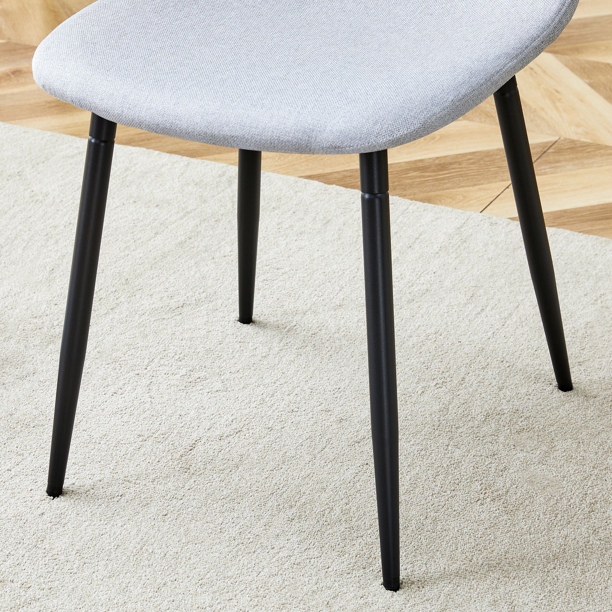 Modern Medieval Style Cushioned Side Chairs Set With Black Metal Legs For Kitchens - Best Buy Furniture