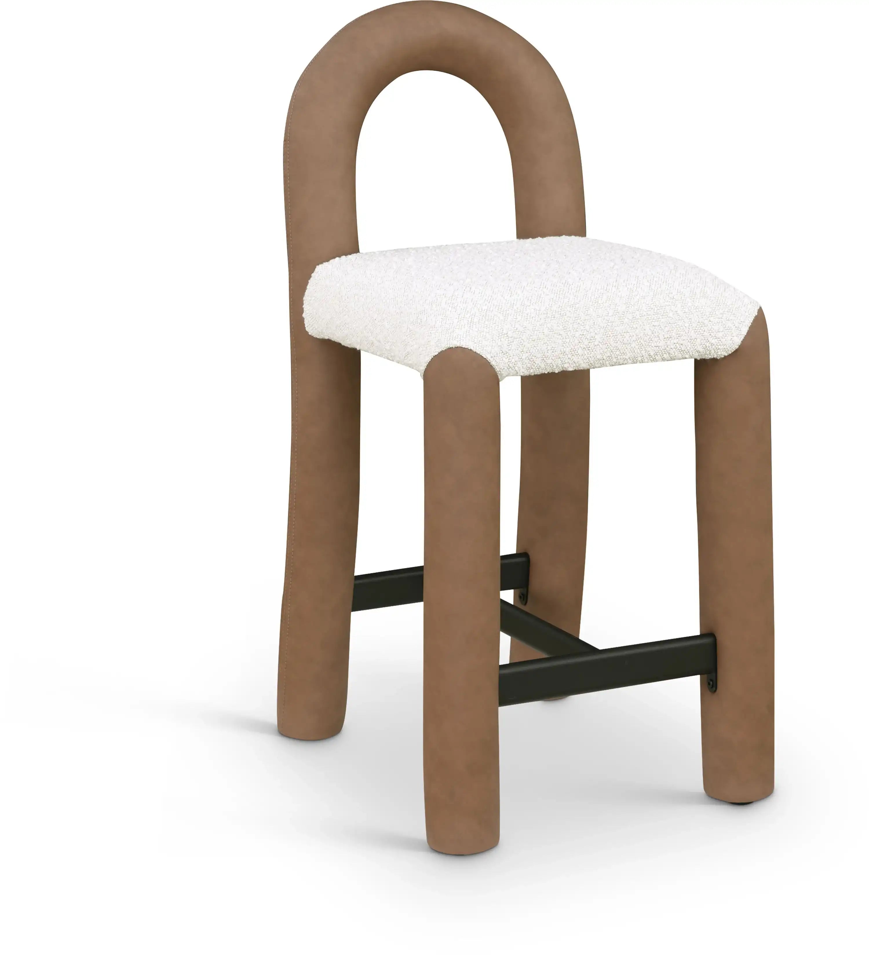 Amari - Vegan Leather and Boucle Fabric Stool - Best Buy Furniture