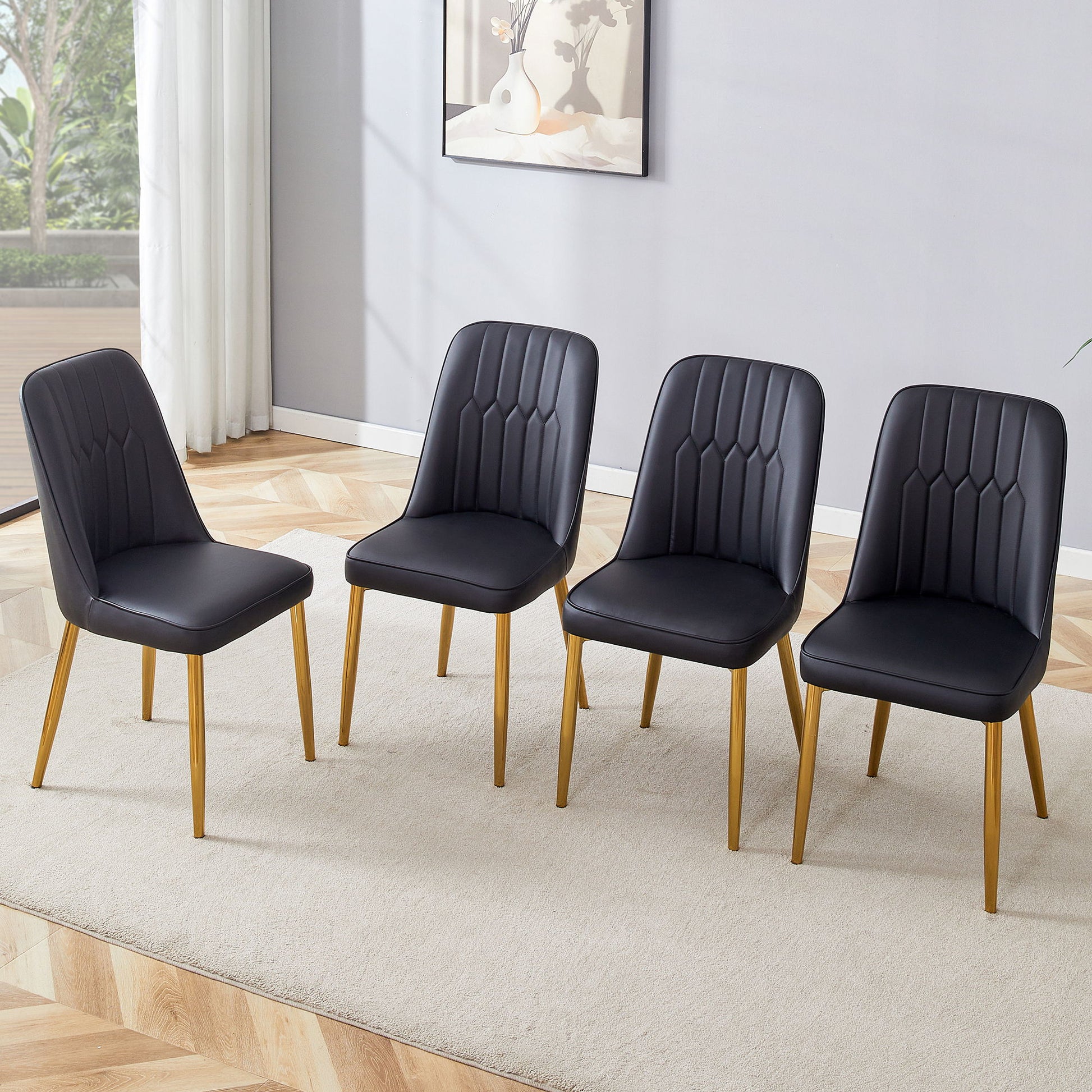Modern Dining Chairs With Metal Legs And Simple Line Design On Backrest - Best Buy Furniture