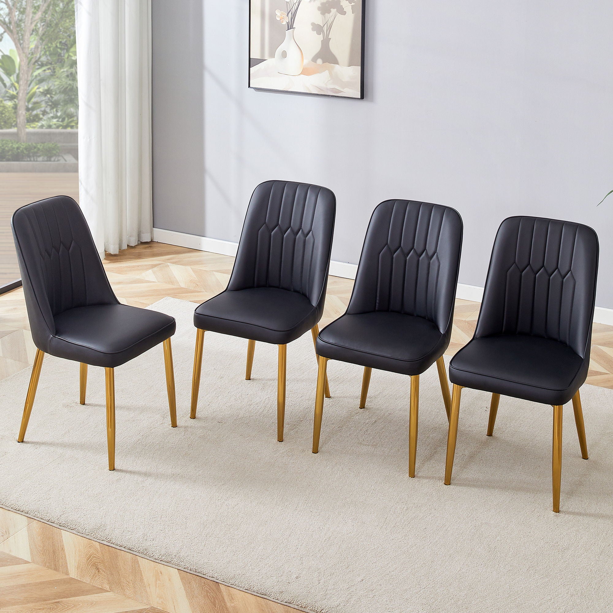 Modern Dining Chairs With Metal Legs And Simple Line Design On Backrest - Best Buy Furniture