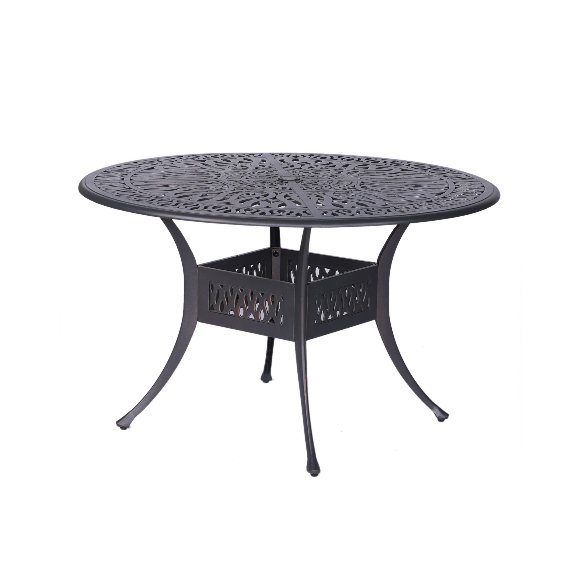 Round 48.03" Long Aluminum Dining Set With Cushions - Best Buy Furniture