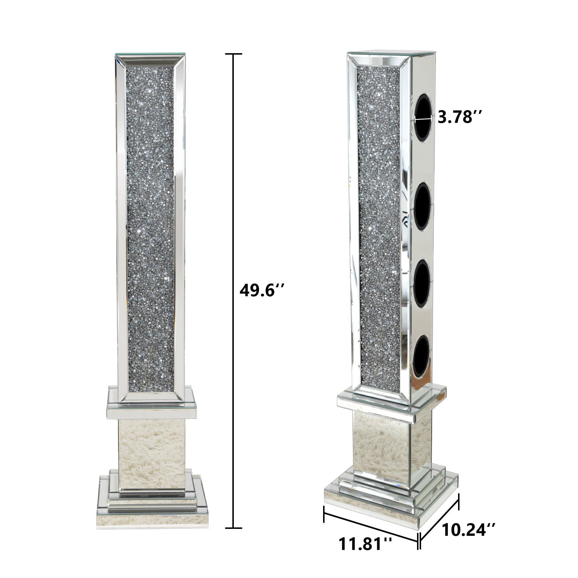 Crushed Diamond Floating Mirrored Wine Bottle Holder - Silver - Best Buy Furniture