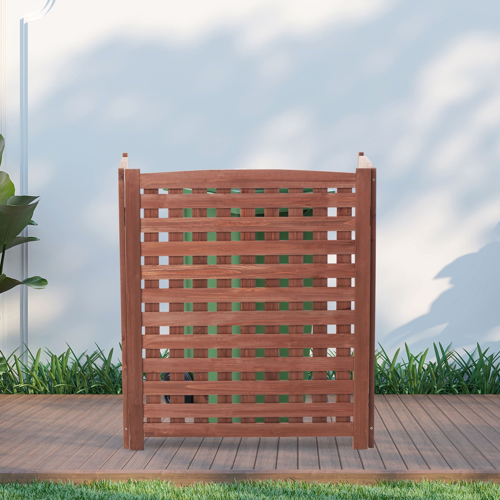 Air Conditioner Fence Screen Outside, Cedar Privacy Fence 3 Panels To Hide Ac & Trash Enclosure - Best Buy Furniture