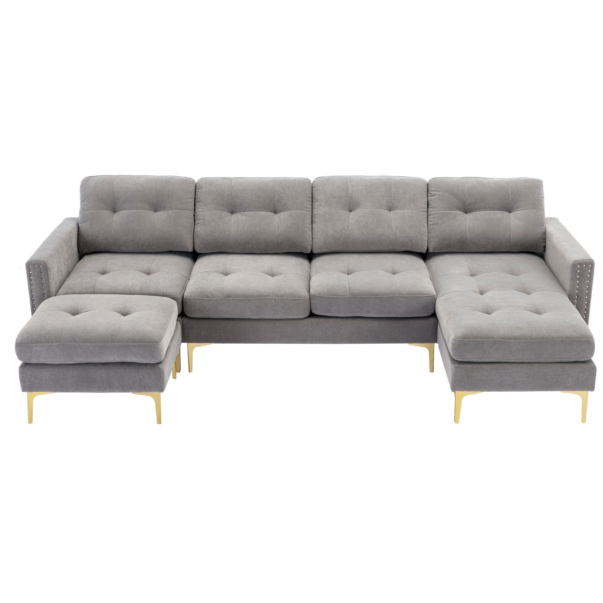 Modern L - Shape Convertible Sectional Sofa With Movable Ottoman - Best Buy Furniture