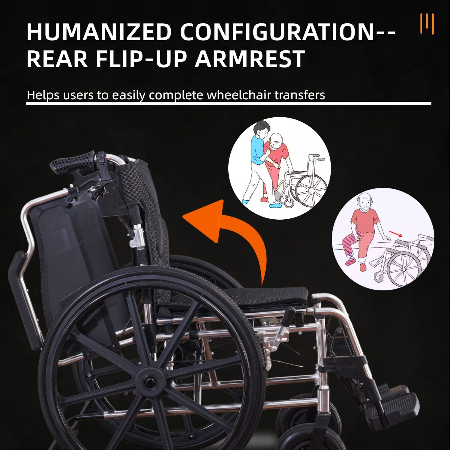 Lightweight Foldable Transport Wheelchair For Adults With Double X Force Support