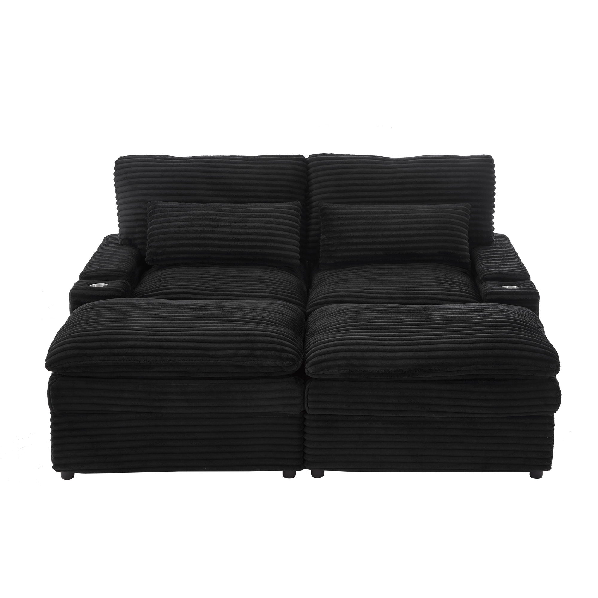 Convertible Loveseat Sofa With Storage, USB Ports, Cup Holders - Black - Best Buy Furniture