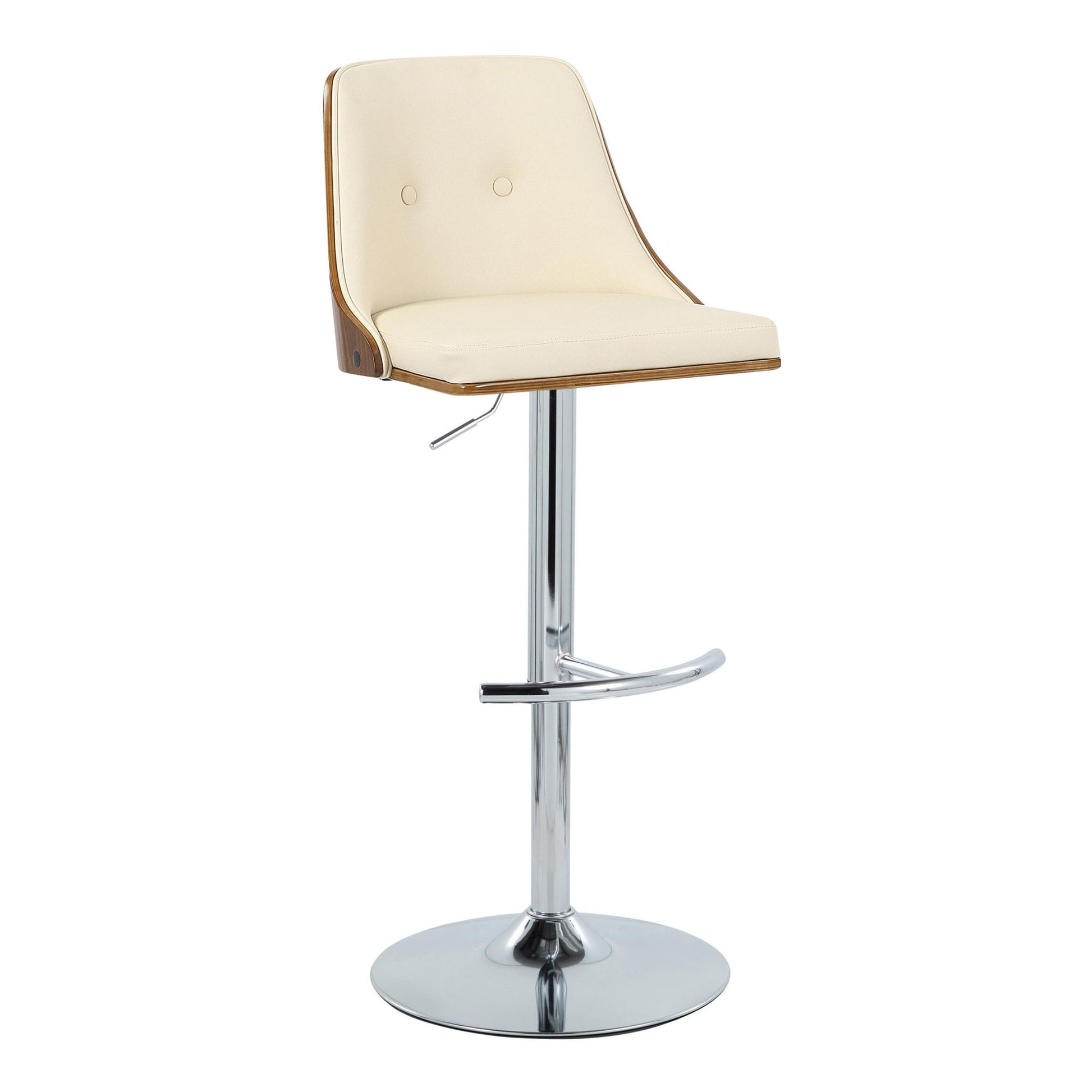 Gianna - Mid Century Modern Adjustable Barstool With Swivel With Rounded T Footrest (Set of 2) - Best Buy Furniture