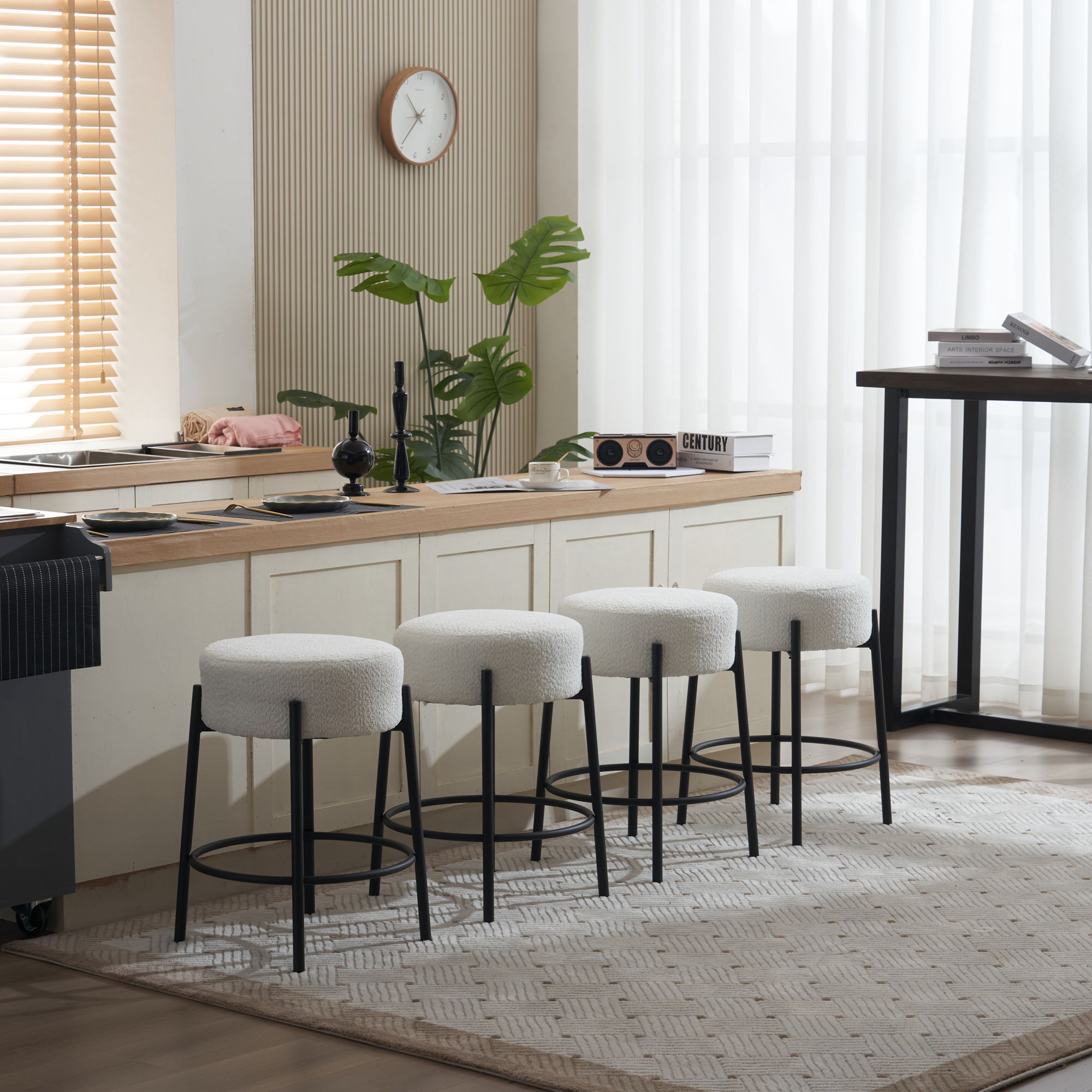 Round Bar Stools (Set of 2), Contemporary Upholstered Dining Stools For Kitchens, Coffee Shops And Bar Stores - Best Buy Furniture