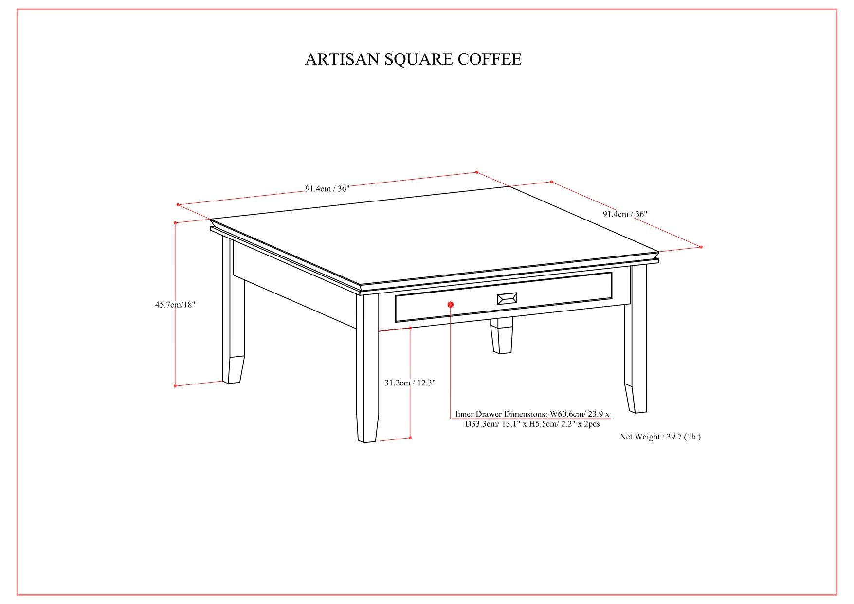 Artisan - Square Coffee Table - Russet Brown - Best Buy Furniture