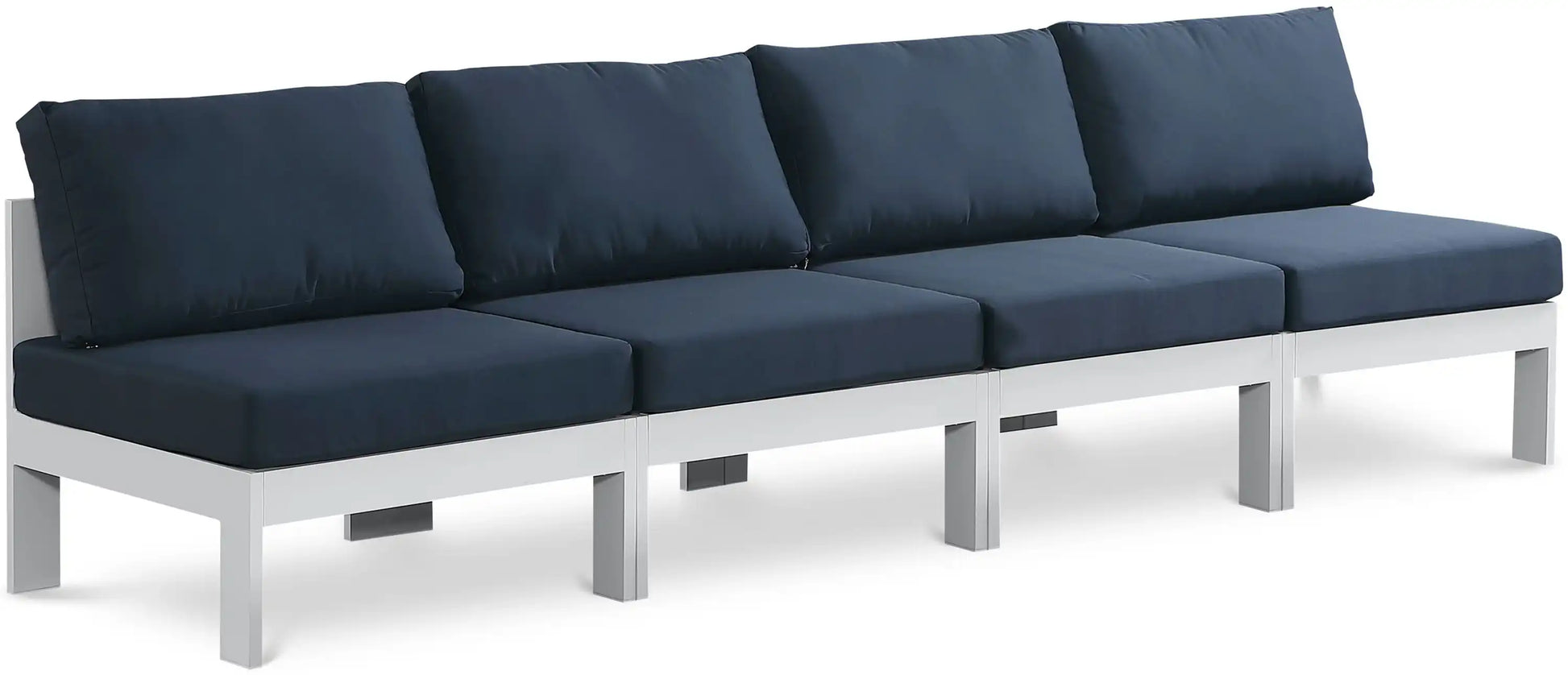Nizuc - Outdoor Patio 4 Seat Armless Modular Sofa With White Frame - Best Buy Furniture