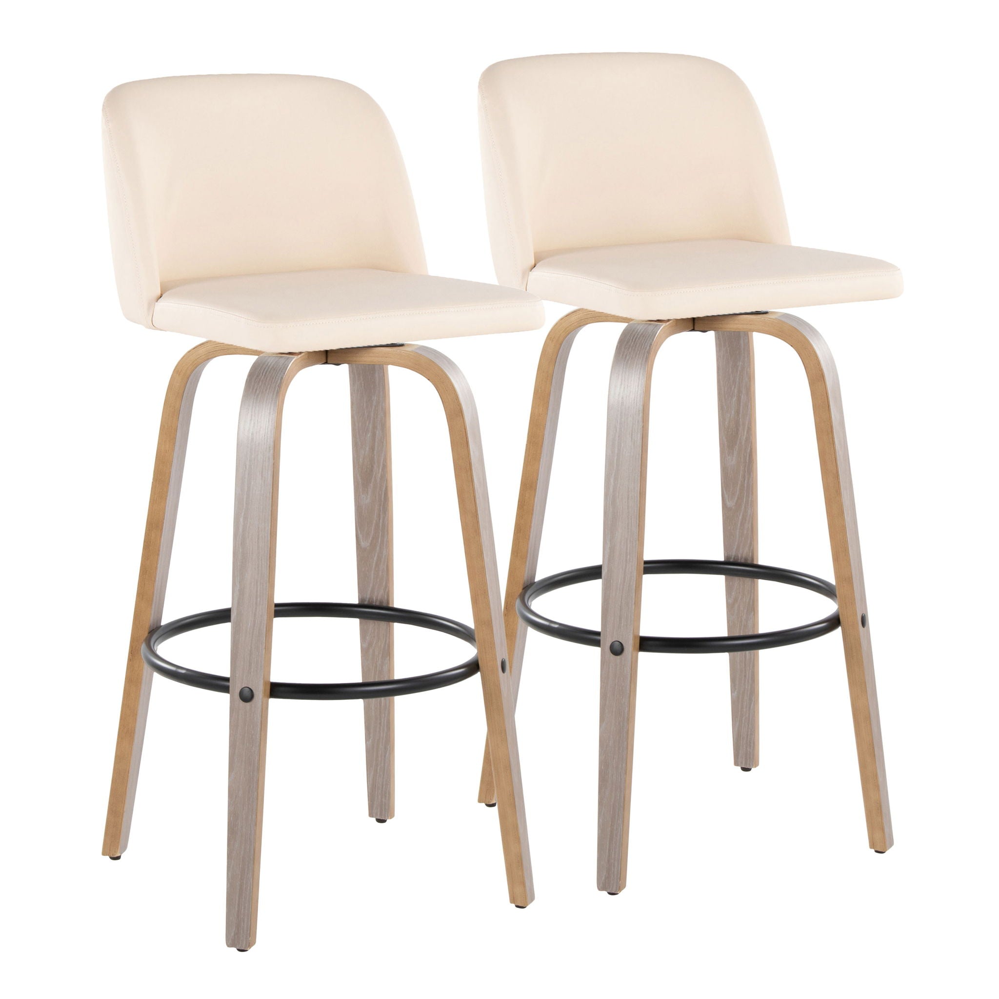 Toriano - Fixed Height Contemporary Barstool With Swivel With Round Footrest (Set of 2) - Best Buy Furniture
