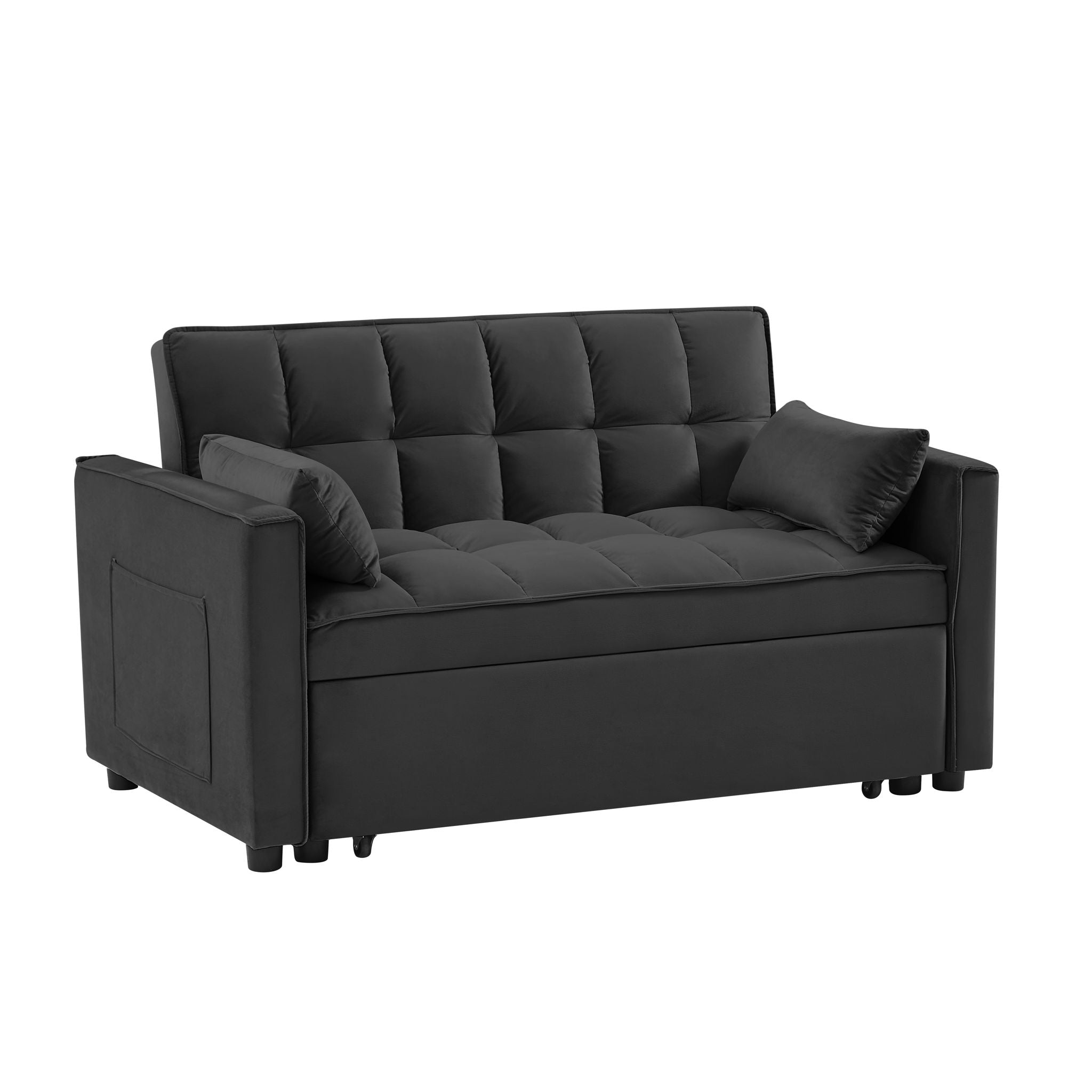 Modern Velvet Convertible Loveseat Futon Sofa With Pullout Bed, Reclining Backrest - Best Buy Furniture