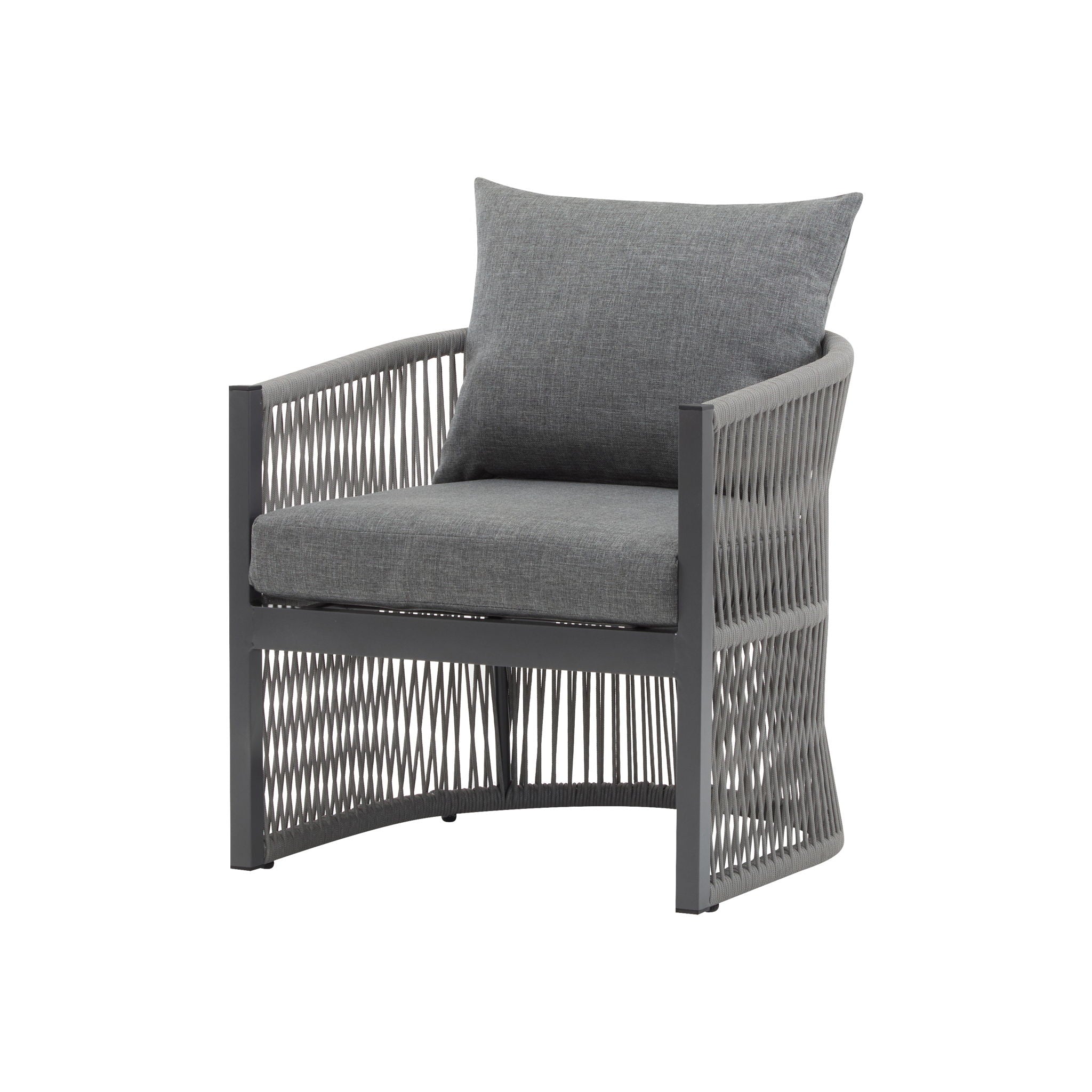 Modern Curved Aluminum Lounge Chair With Stylish Rope Weave Design And Cushioned Comfort For Outdoor - Best Buy Furniture
