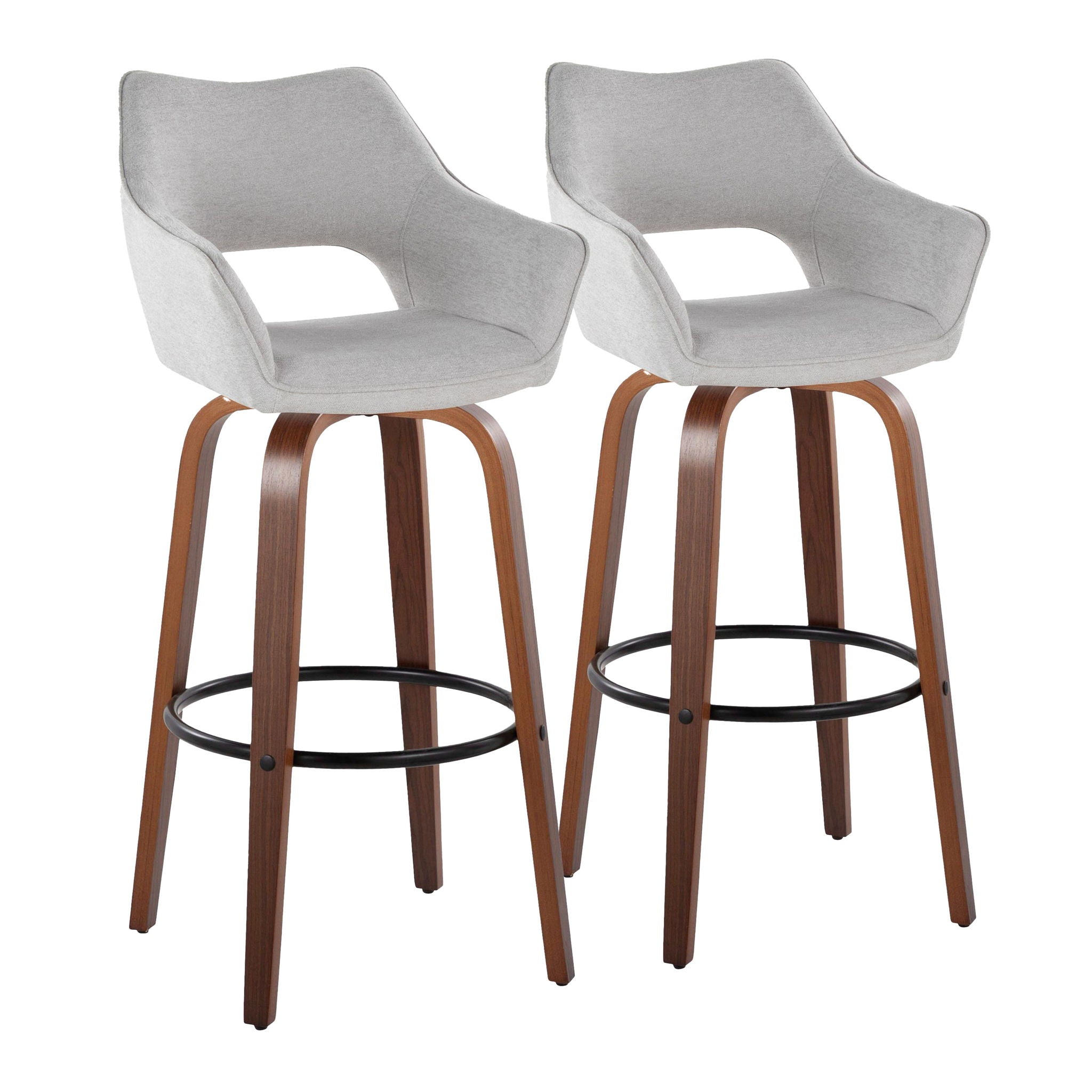 Mustang - Contemporary Fixed Height Barstool With Swivel & Round Footrest (Set of 2) - Best Buy Furniture