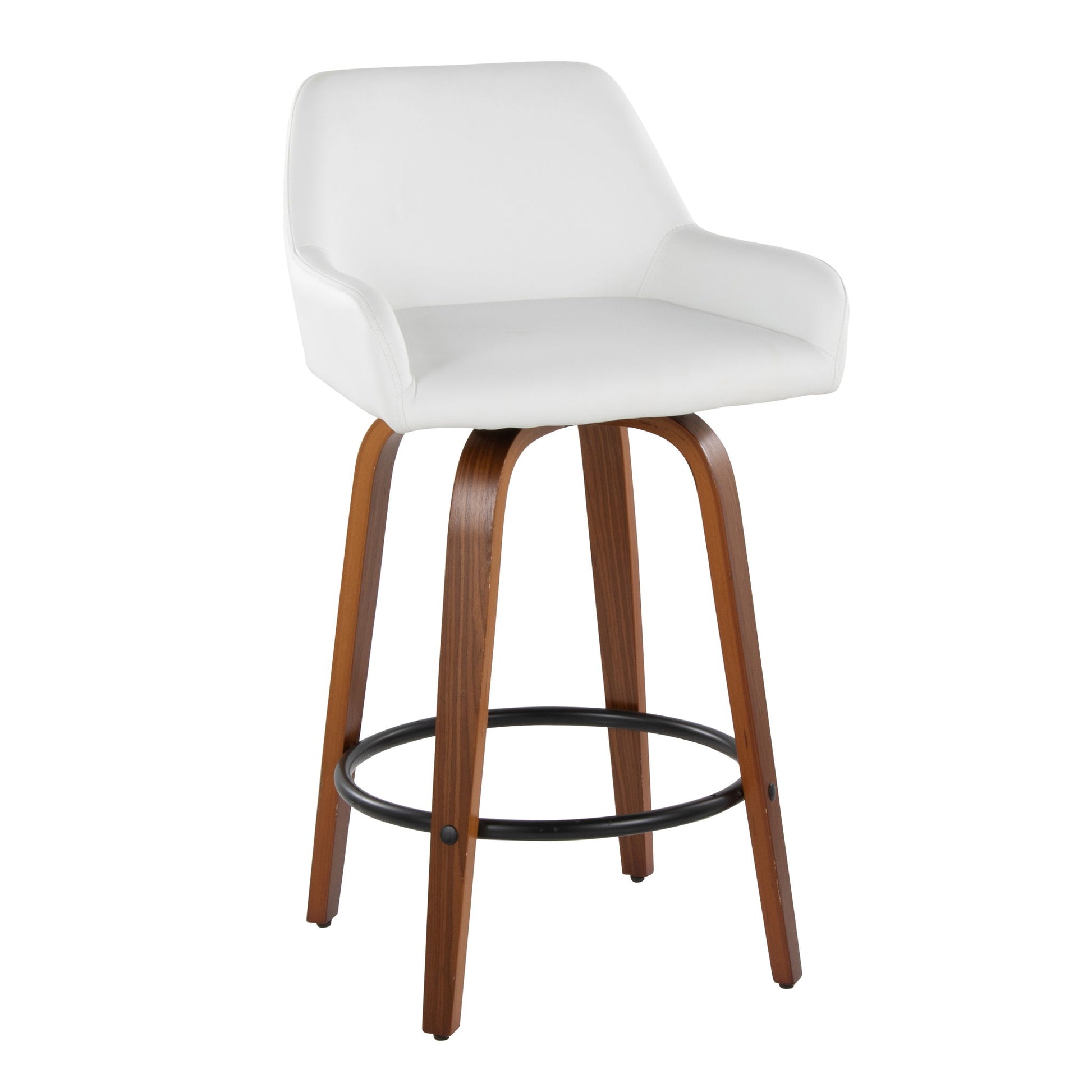 Daniella - Contemporary Fixed Height Counter Stool With Swivel With Round Footrest (Set of 2) - Best Buy Furniture