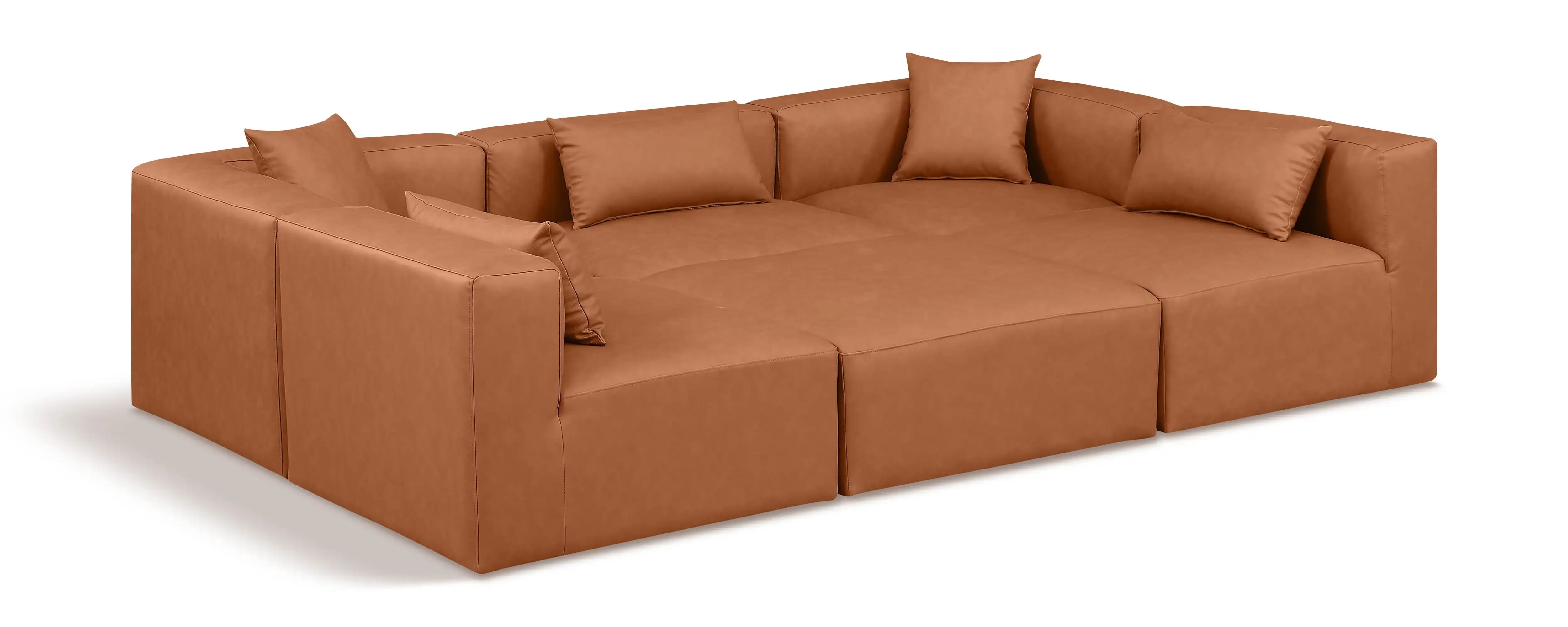 Cube - 6 Piece Modular Sectional - Cognac - Best Buy Furniture