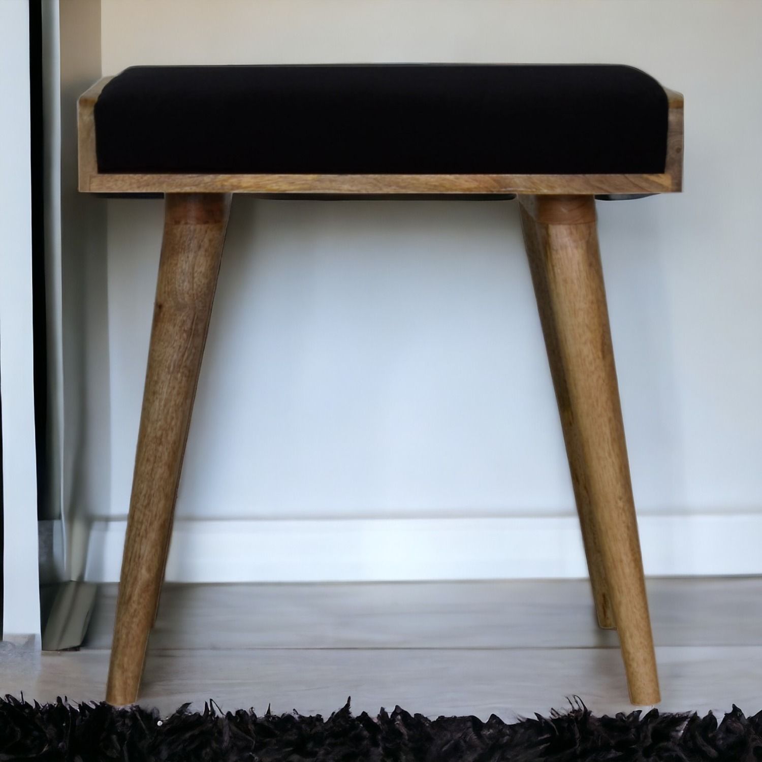 Velvet Tray Style Footstool - Black - Best Buy Furniture