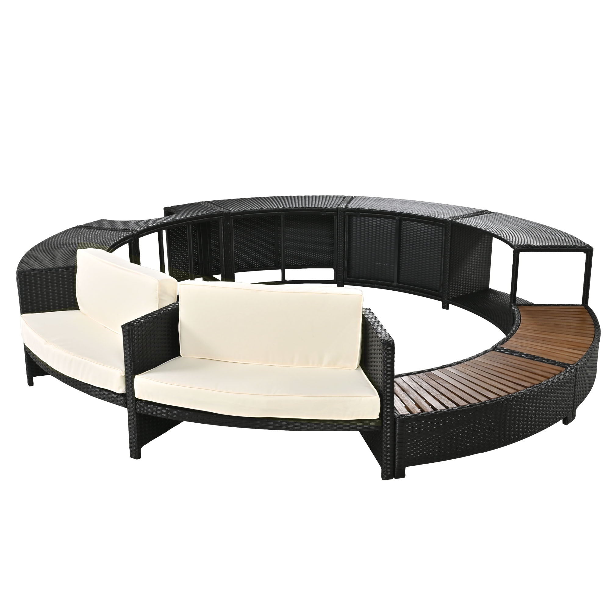 Spa Surround Spa Frame Patio Rattan Sofa Set With Storage Spaces, Mini Sofa And Comfortable Cushion For Patio, Backyard - Best Buy Furniture