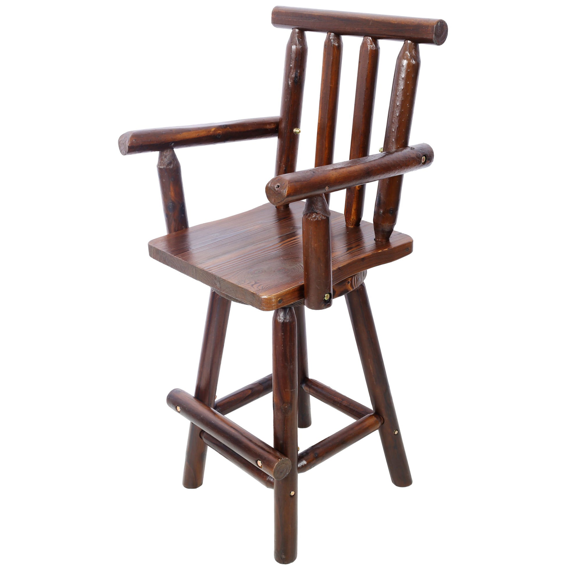 Rustic Bar Stool, Fir Wood Construction, Wide Armrest - Best Buy Furniture