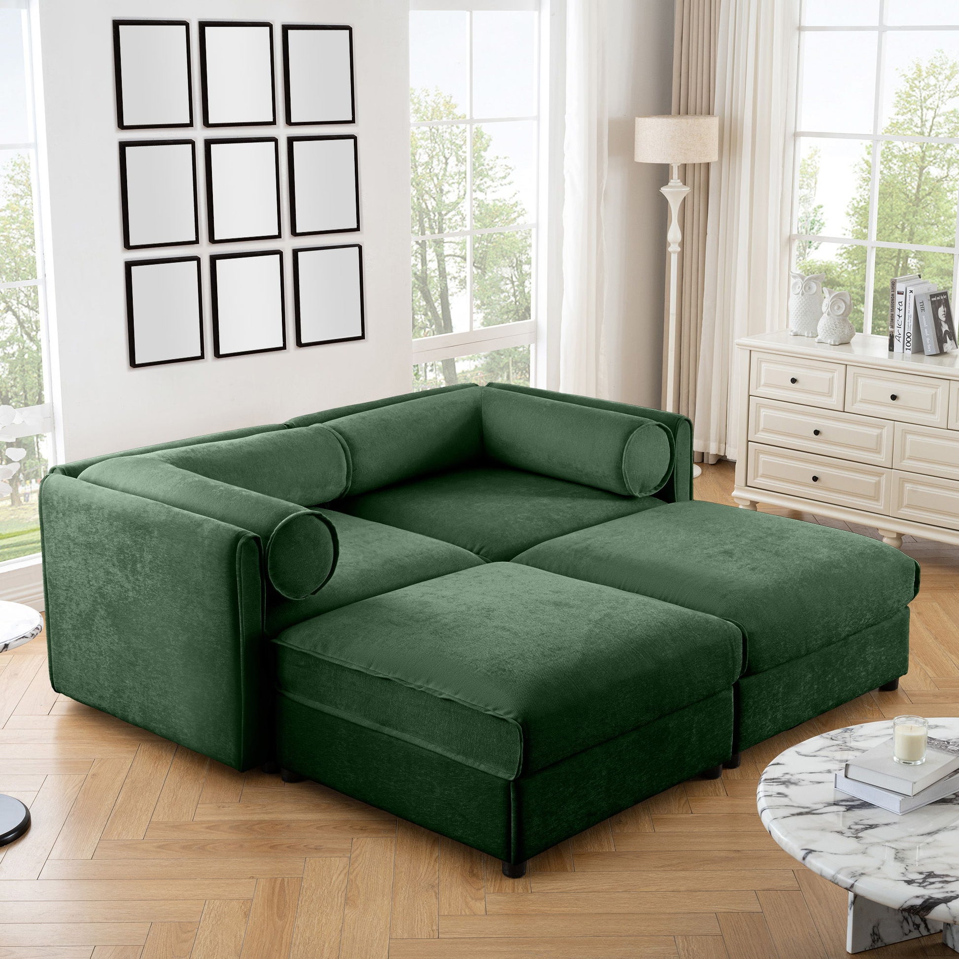 Contemporary Elegant White Chenille Sofa With Storage And Ottoman - Best Buy Furniture