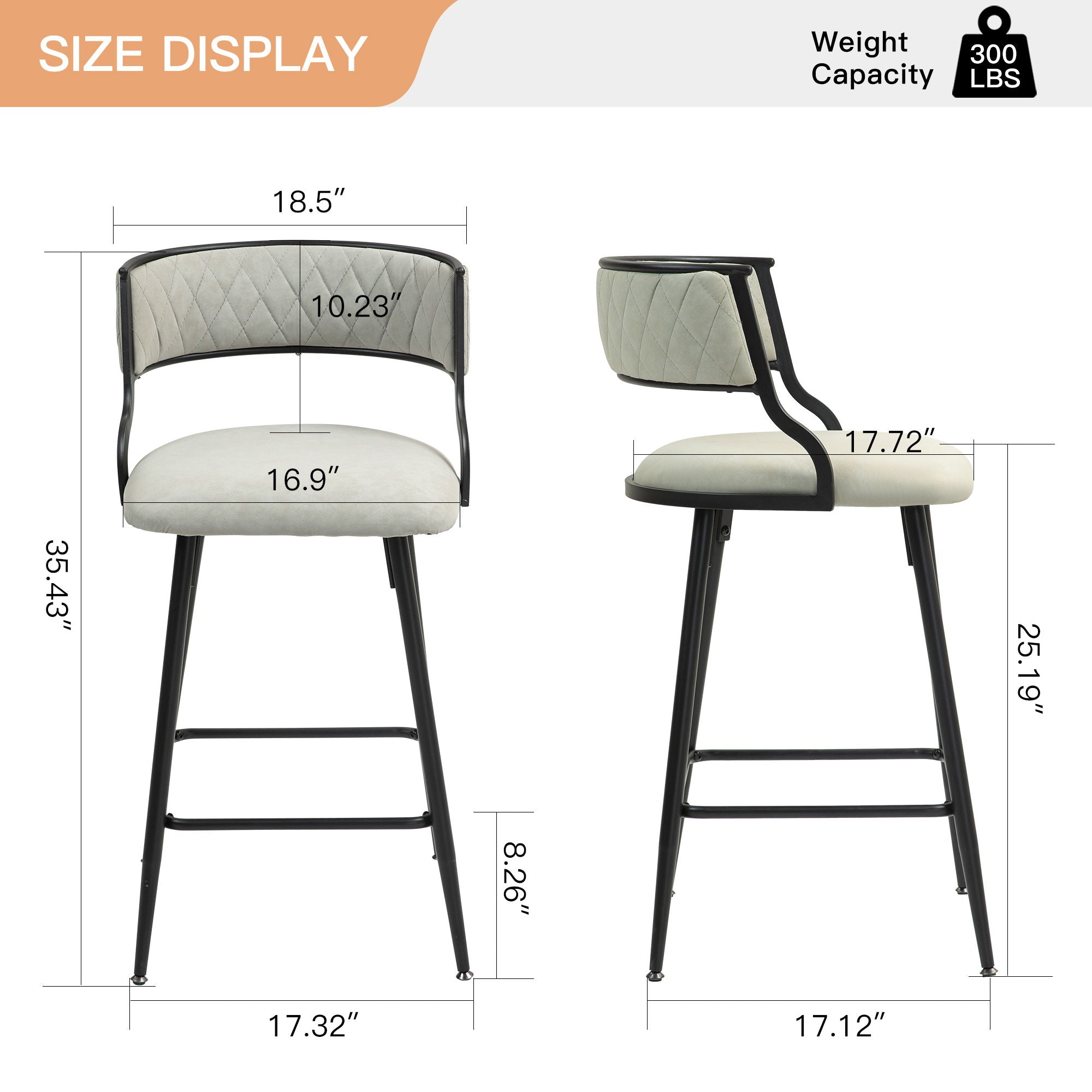 Counter Height Bar Stools With Powder Coating Base And Footrest (Set of 2) - Beige - Best Buy Furniture