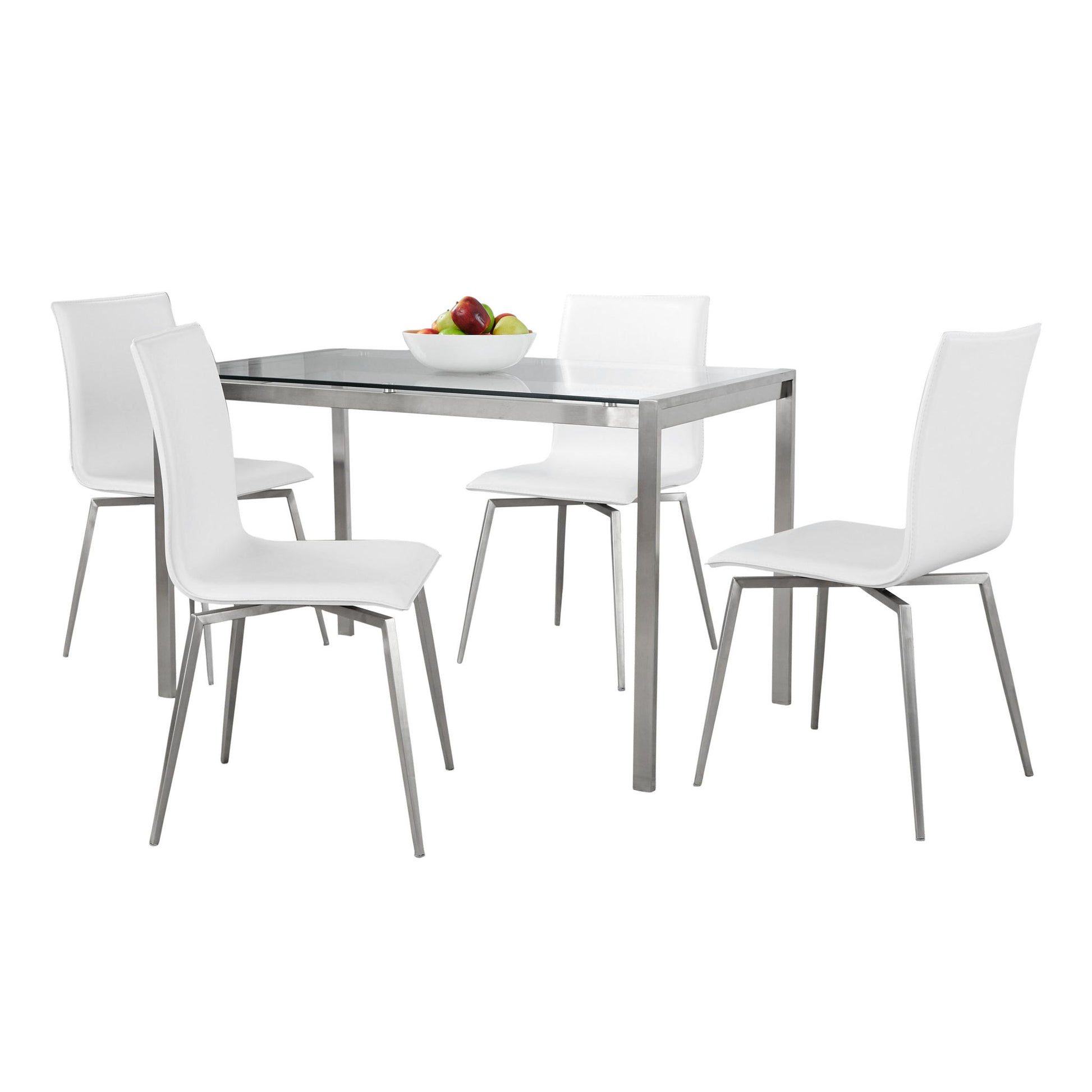 Fuji Mason - Upholstered Swivel Contemporary Dining Set Dining Set, Glass, 5 Piece - Best Buy Furniture