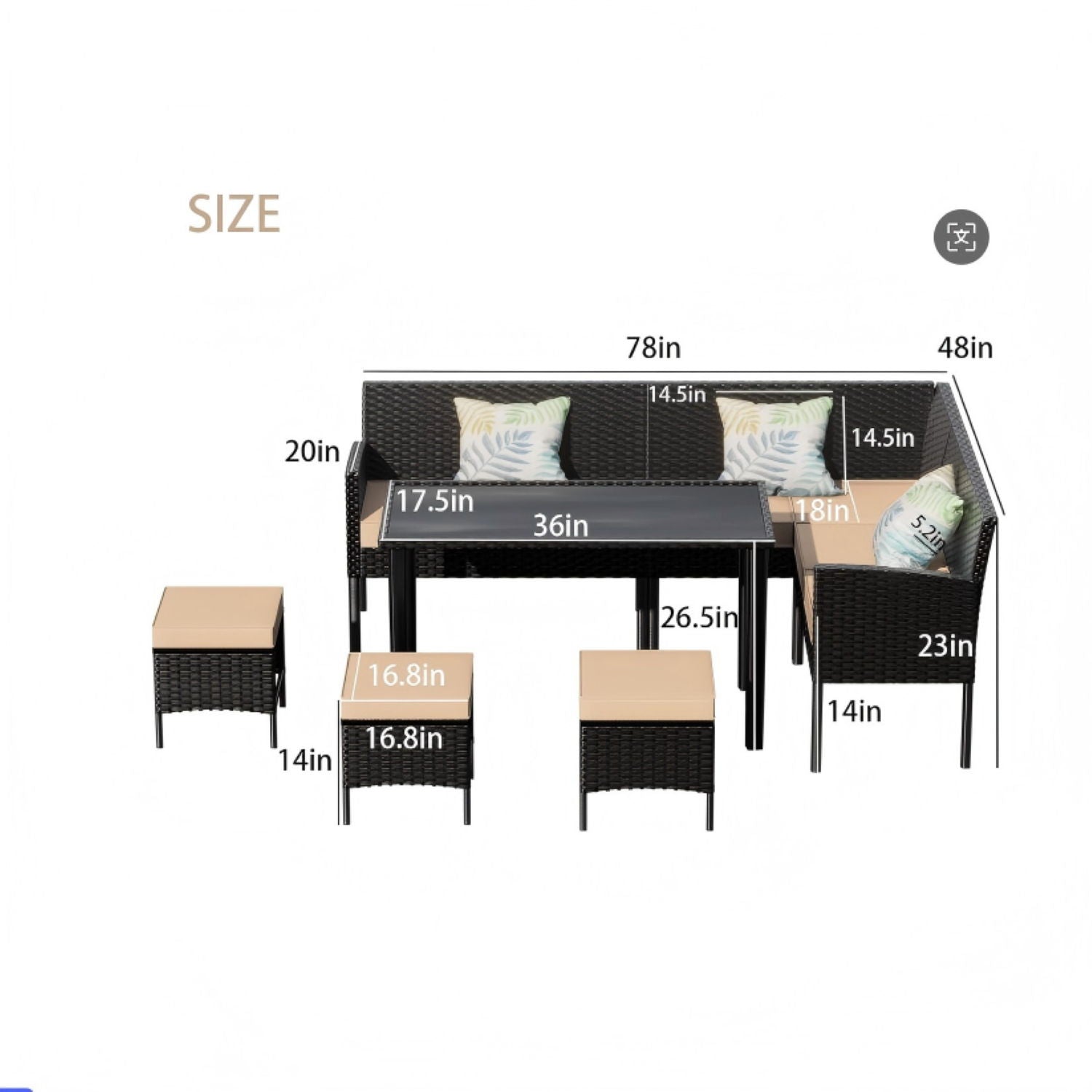 7 Piece Outdoor Furniture Set Waterproof Cushions Glass Table - Best Buy Furniture