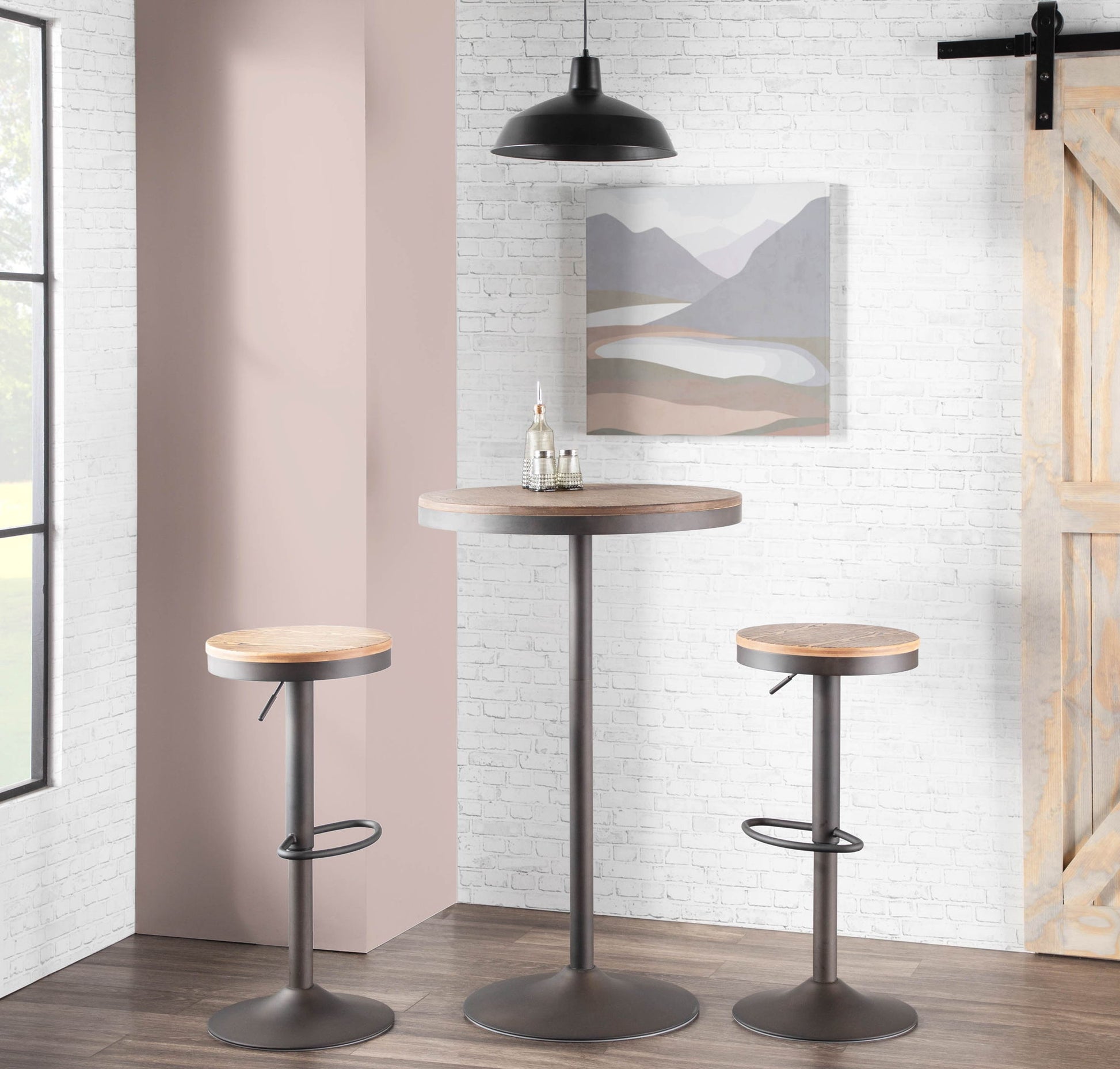Dakota - Industrial Adjustable Bar / Dinette Table - Antique / Brown - Best Buy Furniture