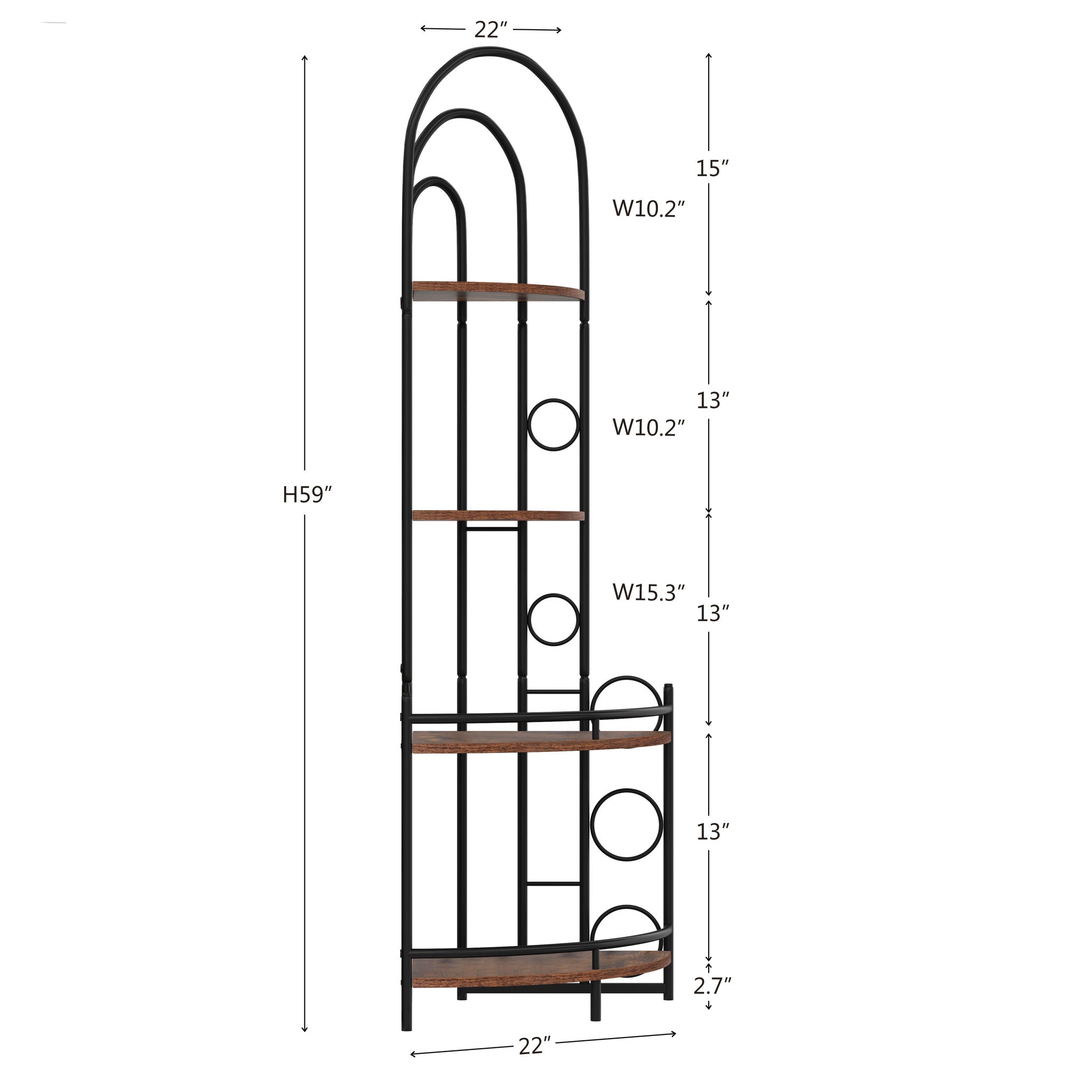 4 Tier Corner Bookshelf, Modern Style, Plant Stand With Metal Frame - Antique Brown / Black - Best Buy Furniture