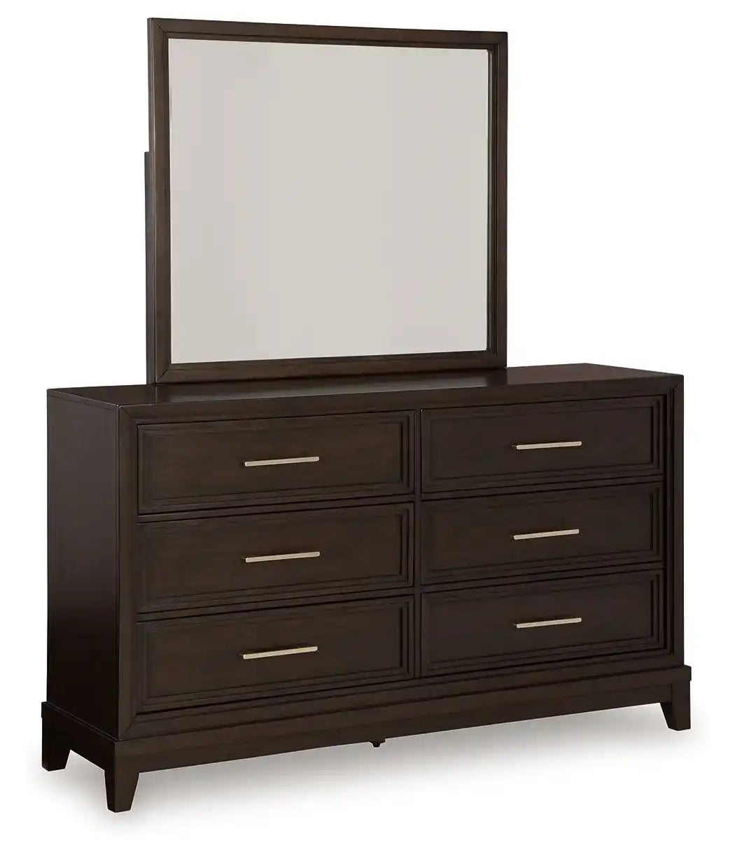 Neymorton - Dresser And Mirror - Dark Grayish Brown - Best Buy Furniture
