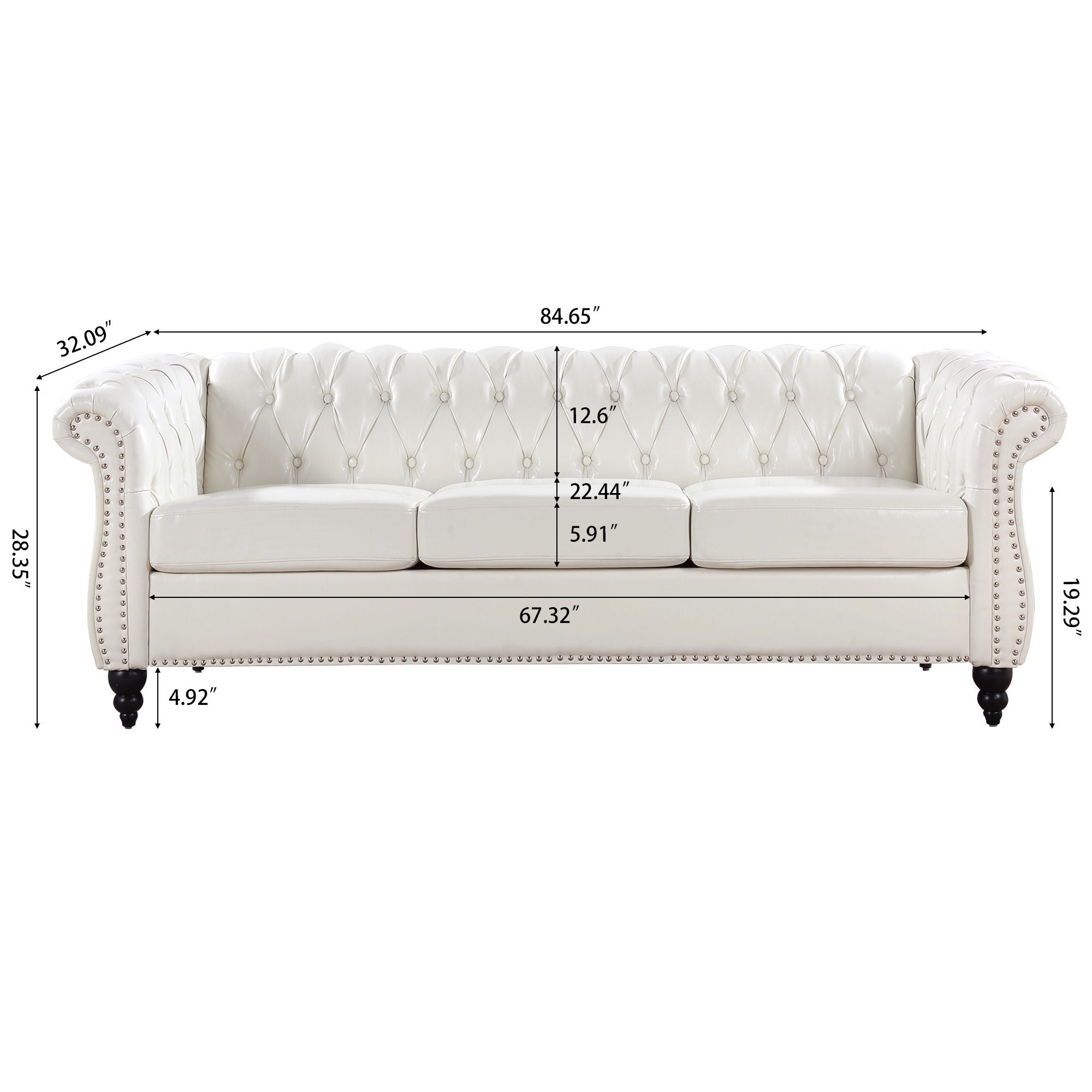 Rolled Arm Chesterfield 3 Seater Sofa - Best Buy Furniture
