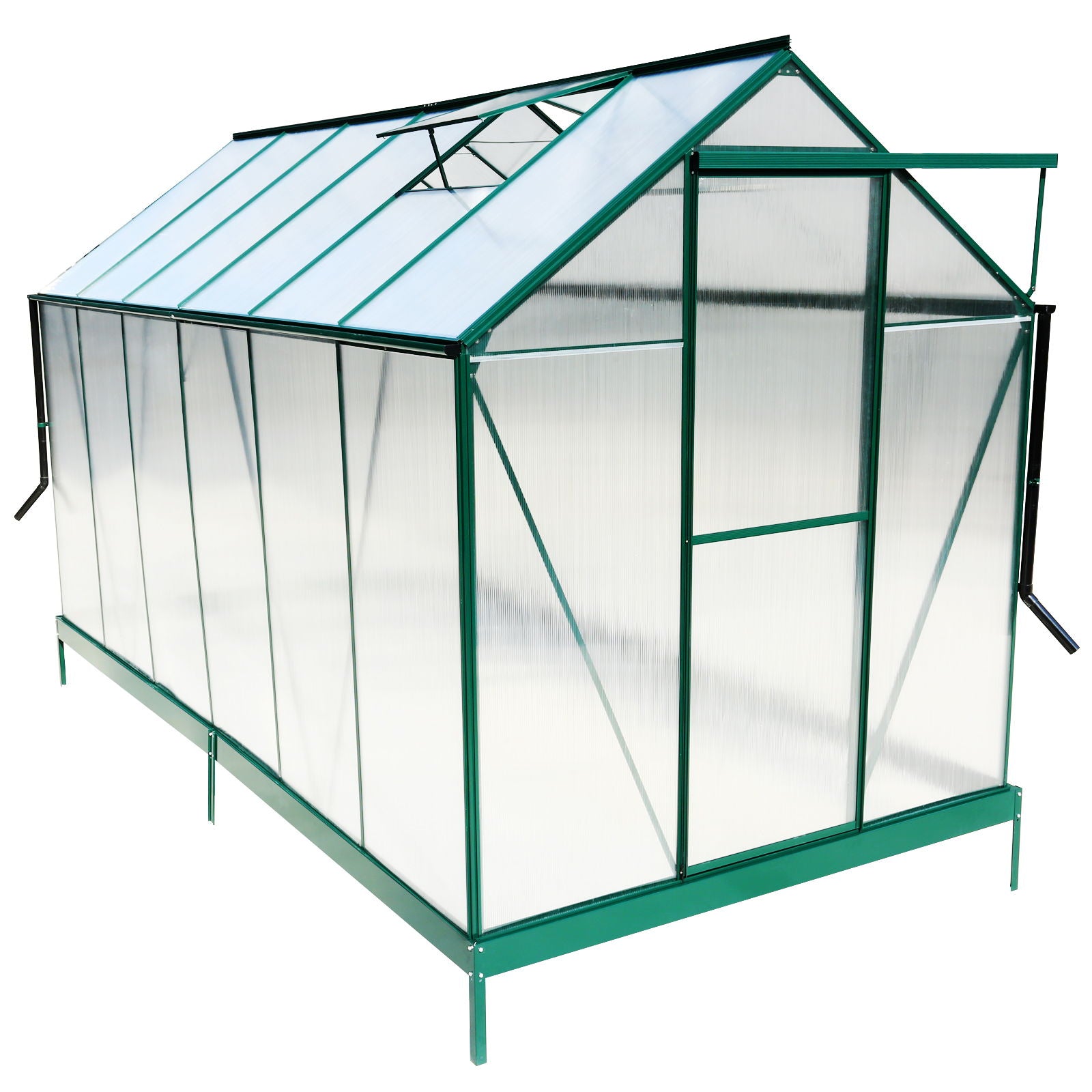 Polycarbonate Greenhouse, Heavy Duty Outdoor Aluminum Walk-In Green House Kit With Rain Gutter, Vent And Door For Backyard Garden - Best Buy Furniture