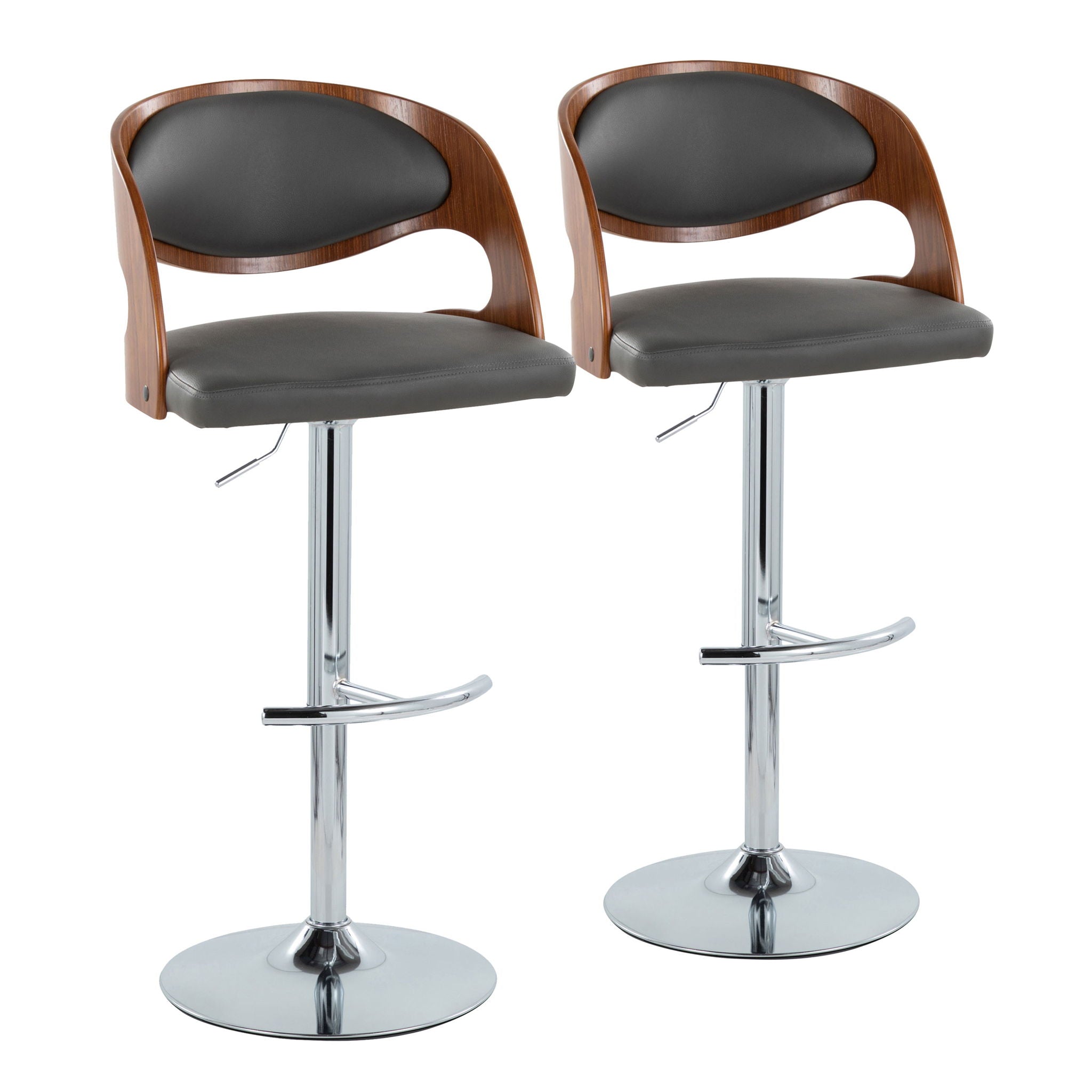 Pino - Mid Century Modern Adjustable Barstool & Swivel With Rounded T Footrest (Set of 2) - Best Buy Furniture