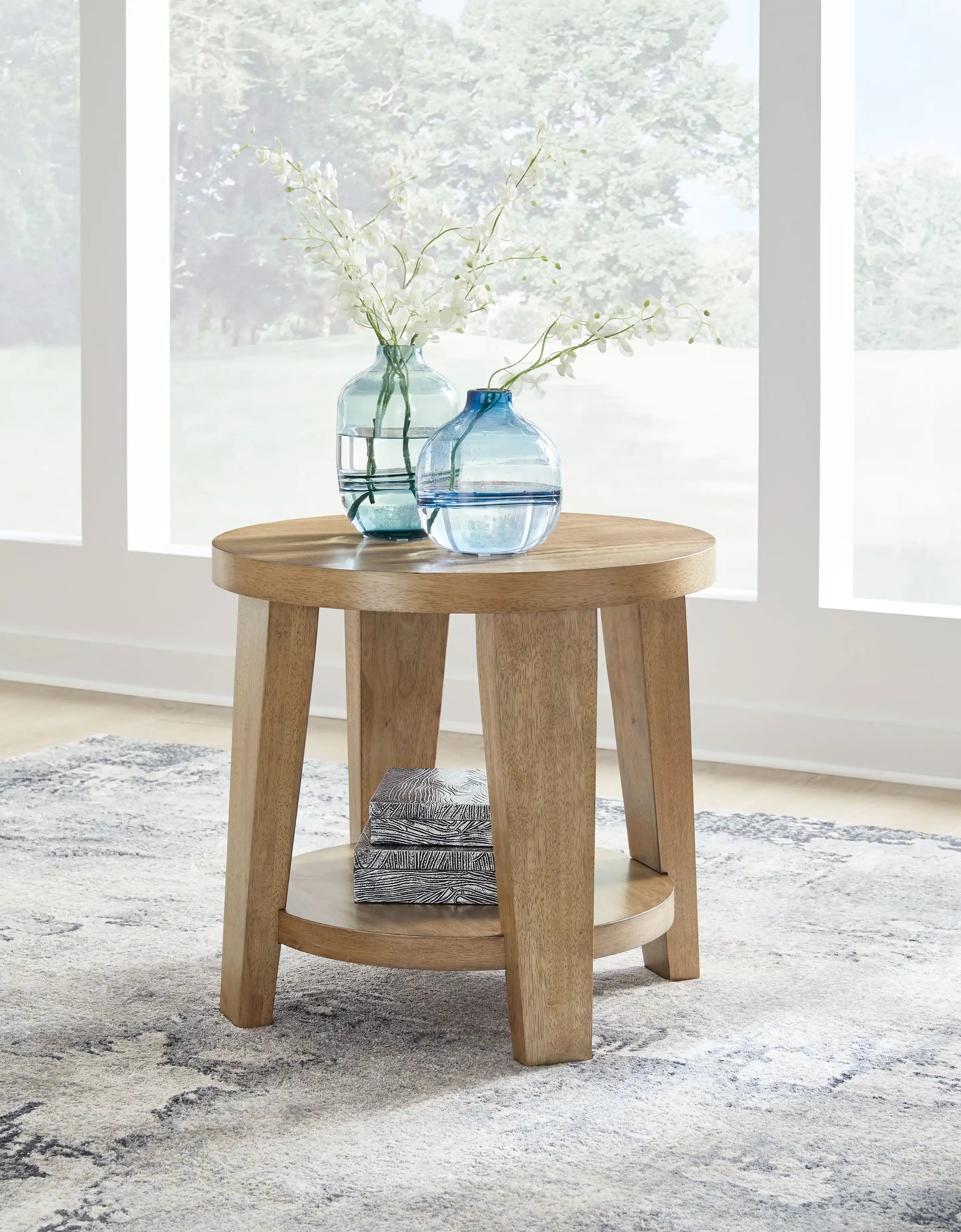 Kristiland - Round End Table - Light Brown - Best Buy Furniture