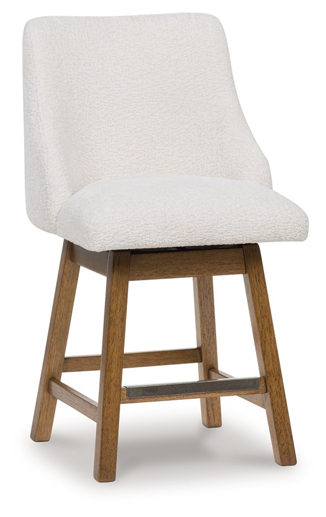 Cabalynn - Upholstered Swivel Barstool (Set of 2) - Oatmeal / Light Brown - Best Buy Furniture