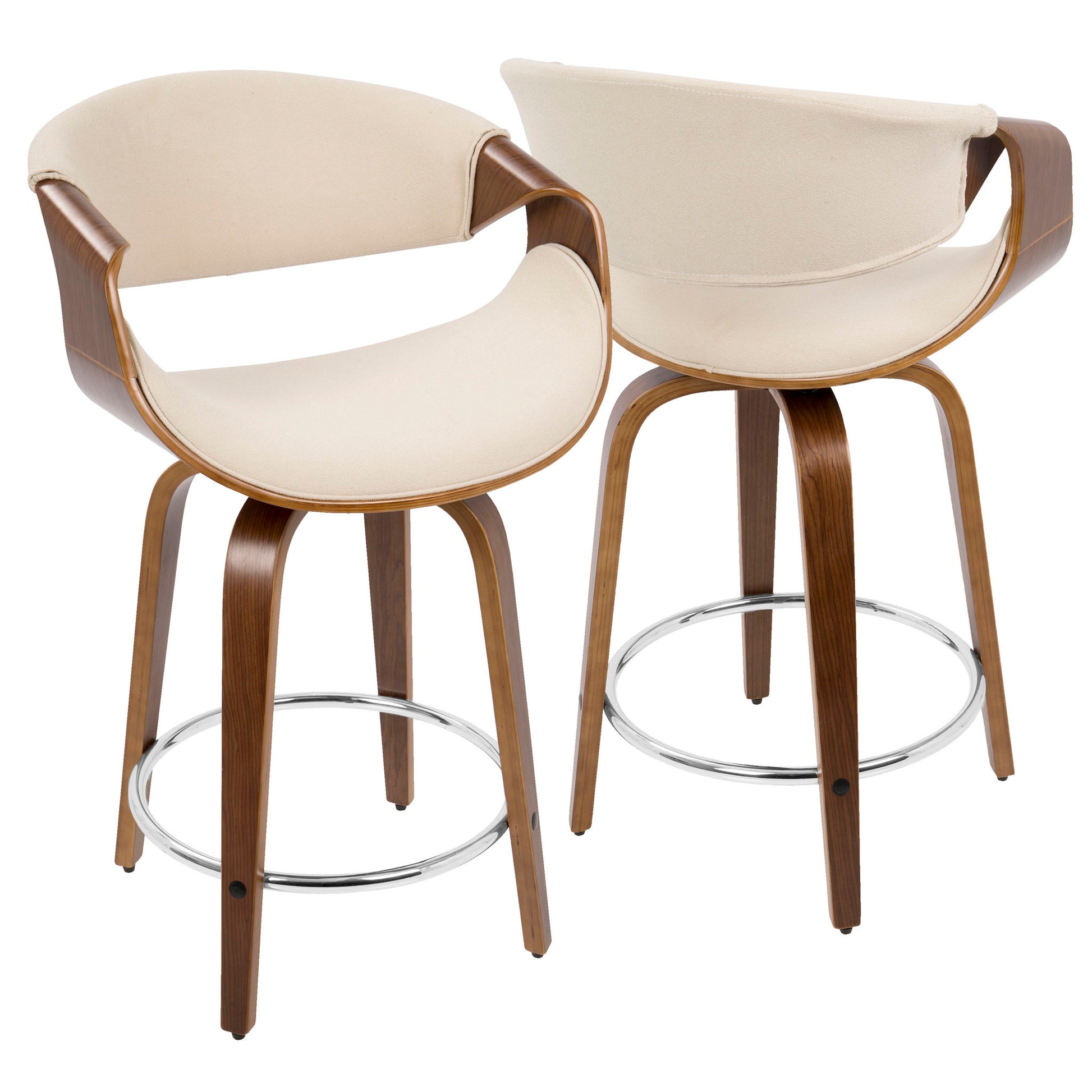 Curvini - Mid Century Modern Counter Stool (Set of 2) - Best Buy Furniture