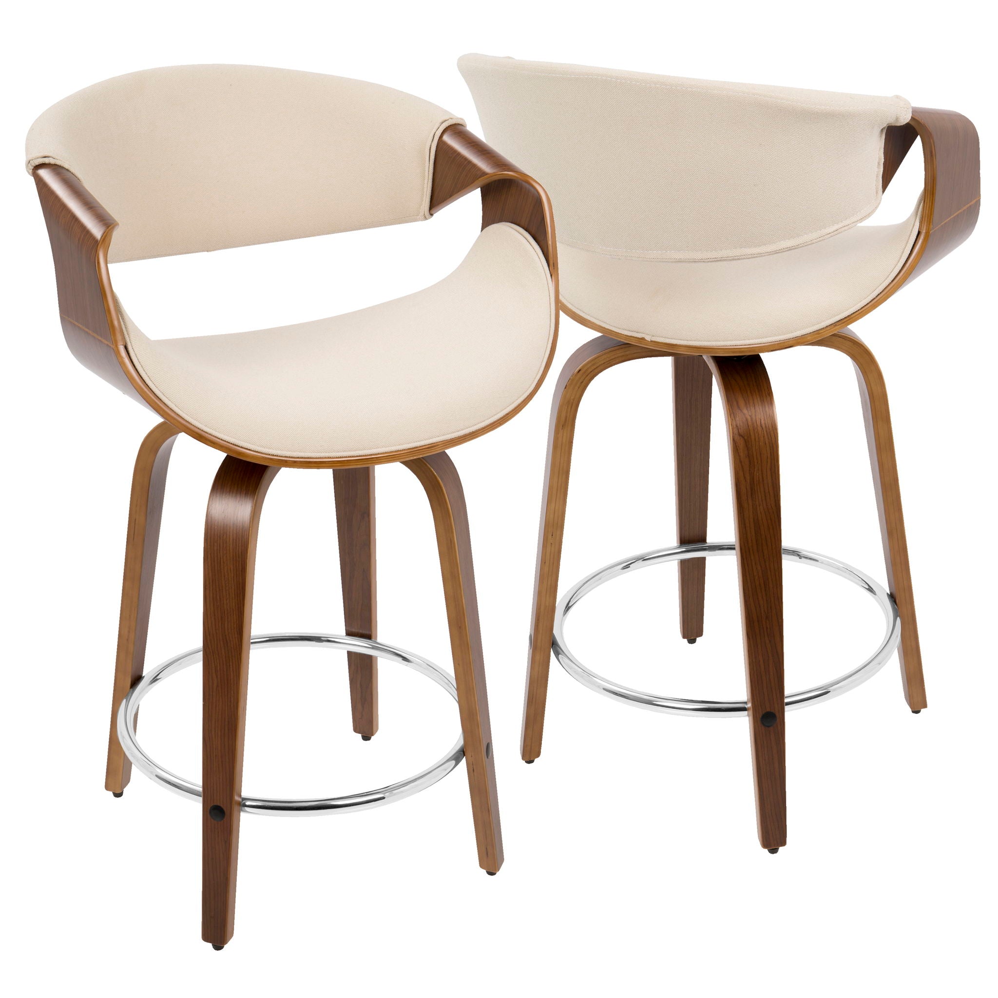 Curvini - Mid Century Modern Counter Stool (Set of 2) - Best Buy Furniture
