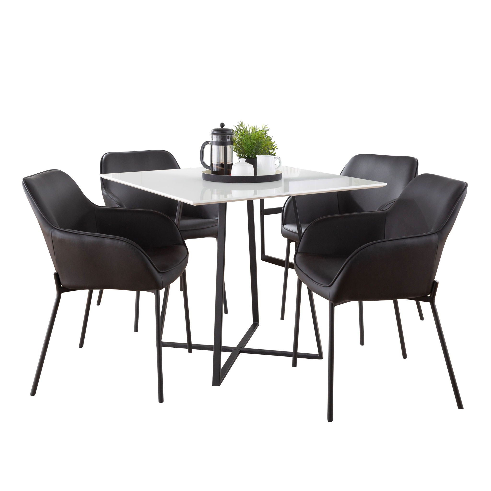 Cosmo Daniella - 5 Piece Contemporary Square Dining Set - Black / White - Best Buy Furniture