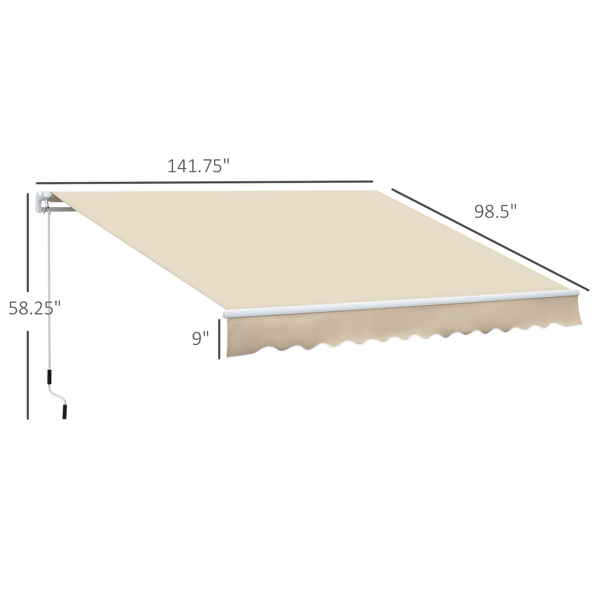 Outsunny - 12' x 8' Retractable Awning Patio Awnings Sun Shade Shelter With Manual Crank Handle, 280G / M² Uv & Water-Resistant Fabric And Aluminum Frame For Deck, Balcony, Yard - Cream White - Best Buy Furniture