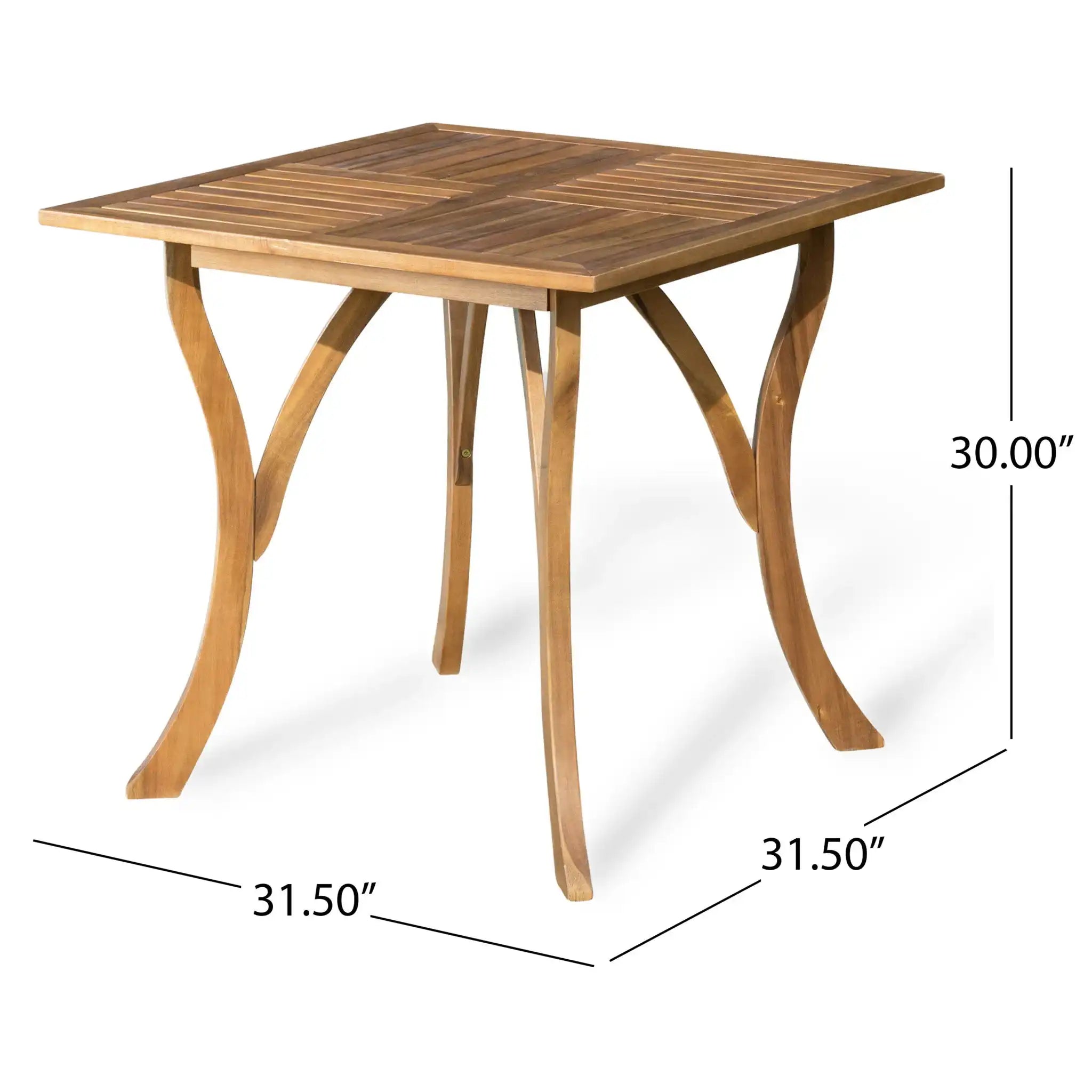 Outdoor Rectangular Table With Curved Legs And Perpendicular Wooden Slats Table Top - Best Buy Furniture