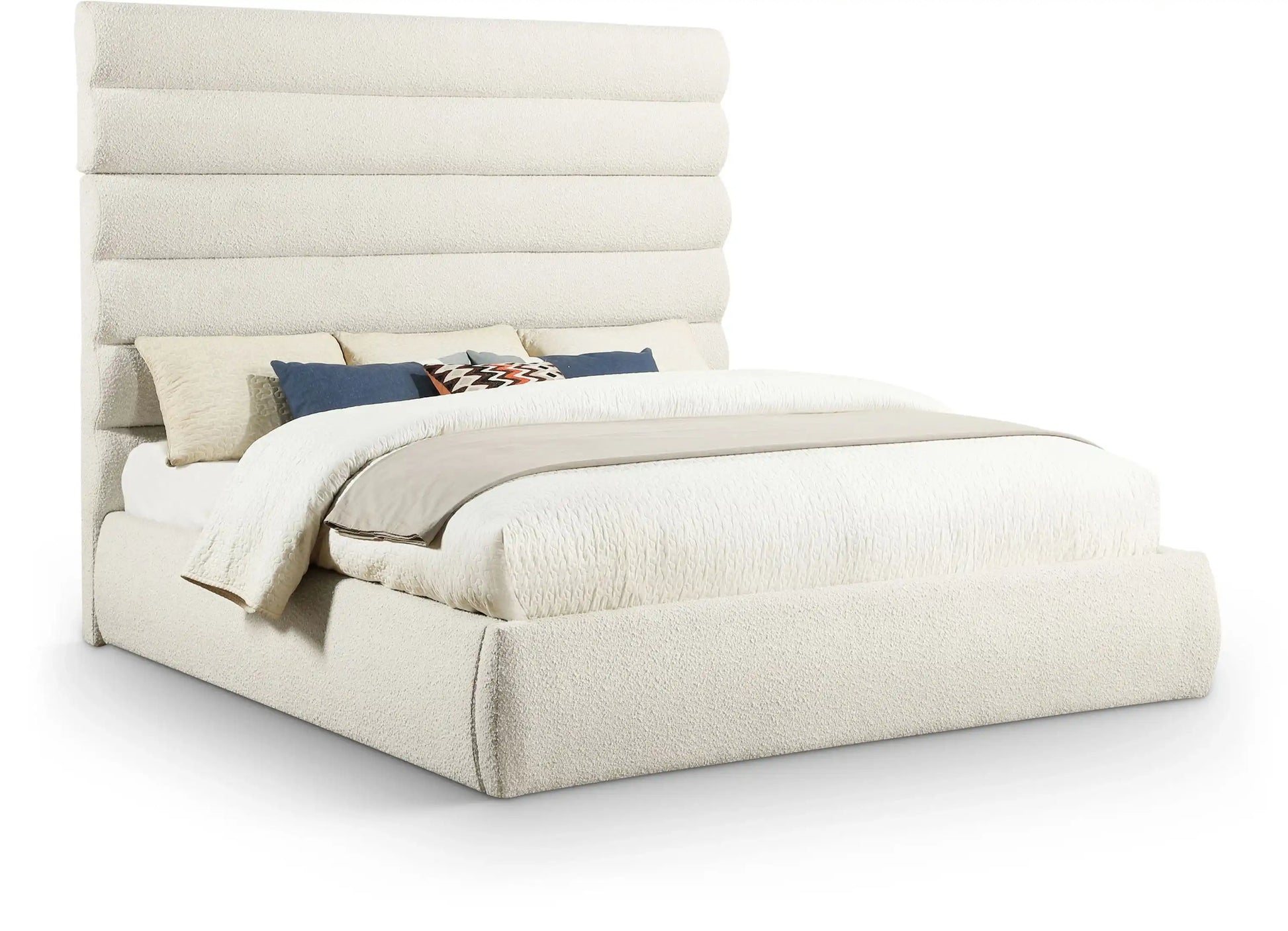 Adam - Boucle Fabric Bed With 70.5" Headboard - Best Buy Furniture