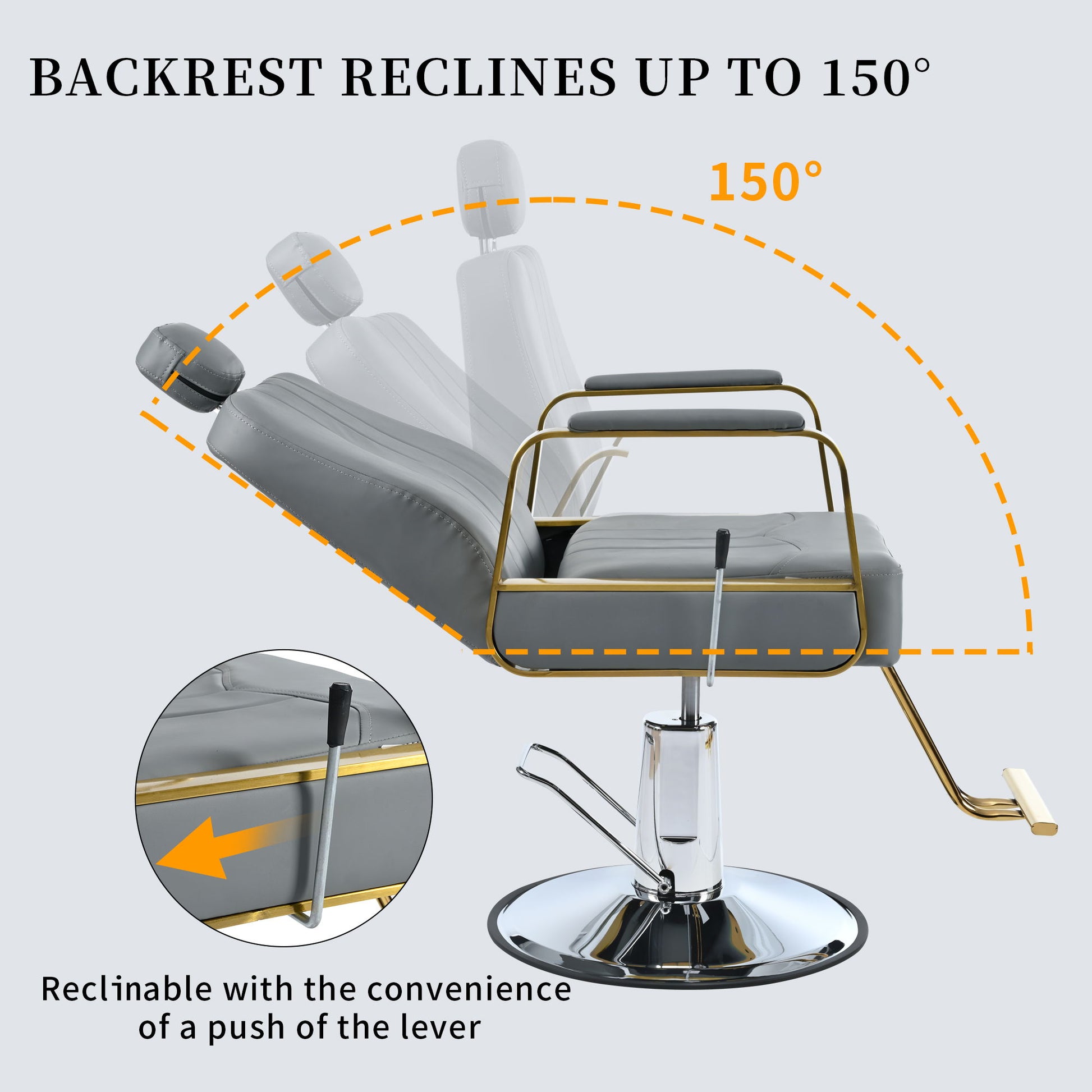 Premium Reclining Barber Chair Salon Chair For Hair Stylist With Heavy Duty Hydraulic Pump, 360° Rotation, Tattoo Chair Shampoo Beauty Salon Equipment, Max Load Weight 400 Lbs - Best Buy Furniture