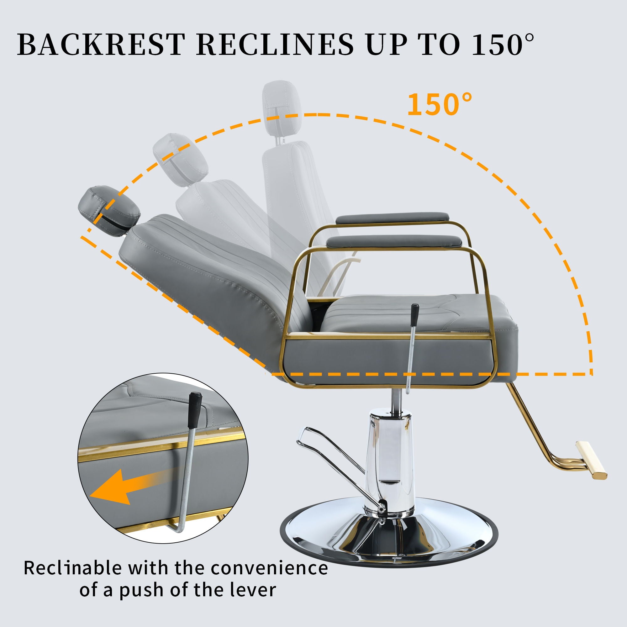 Premium Reclining Barber Chair Salon Chair For Hair Stylist With Heavy Duty Hydraulic Pump, 360° Rotation, Tattoo Chair Shampoo Beauty Salon Equipment, Max Load Weight 400 Lbs - Best Buy Furniture