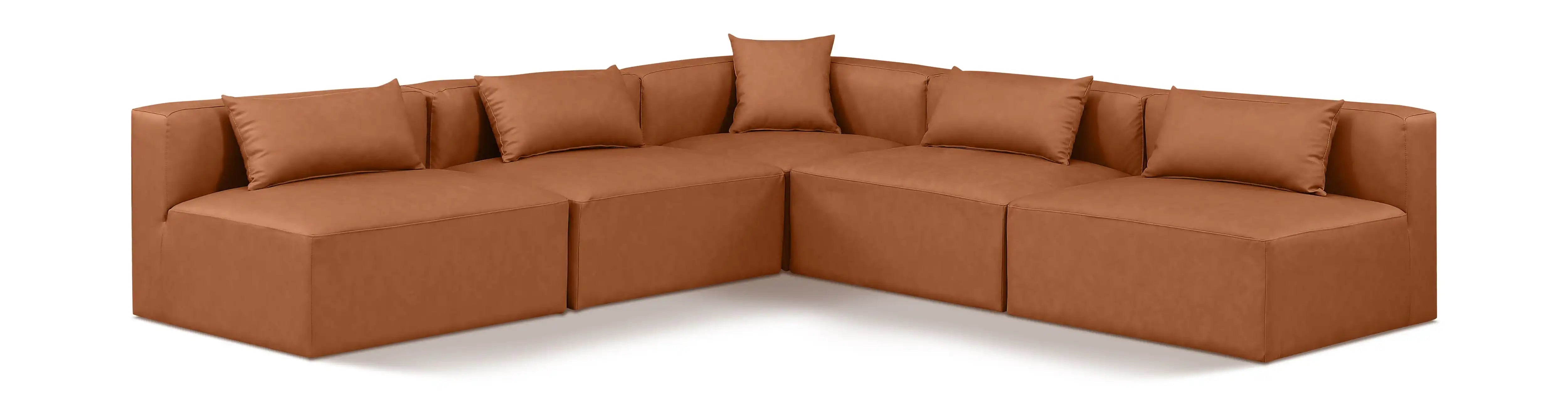 Cube - 5 Piece Modular Corner Armless Sectional - Cognac - Best Buy Furniture