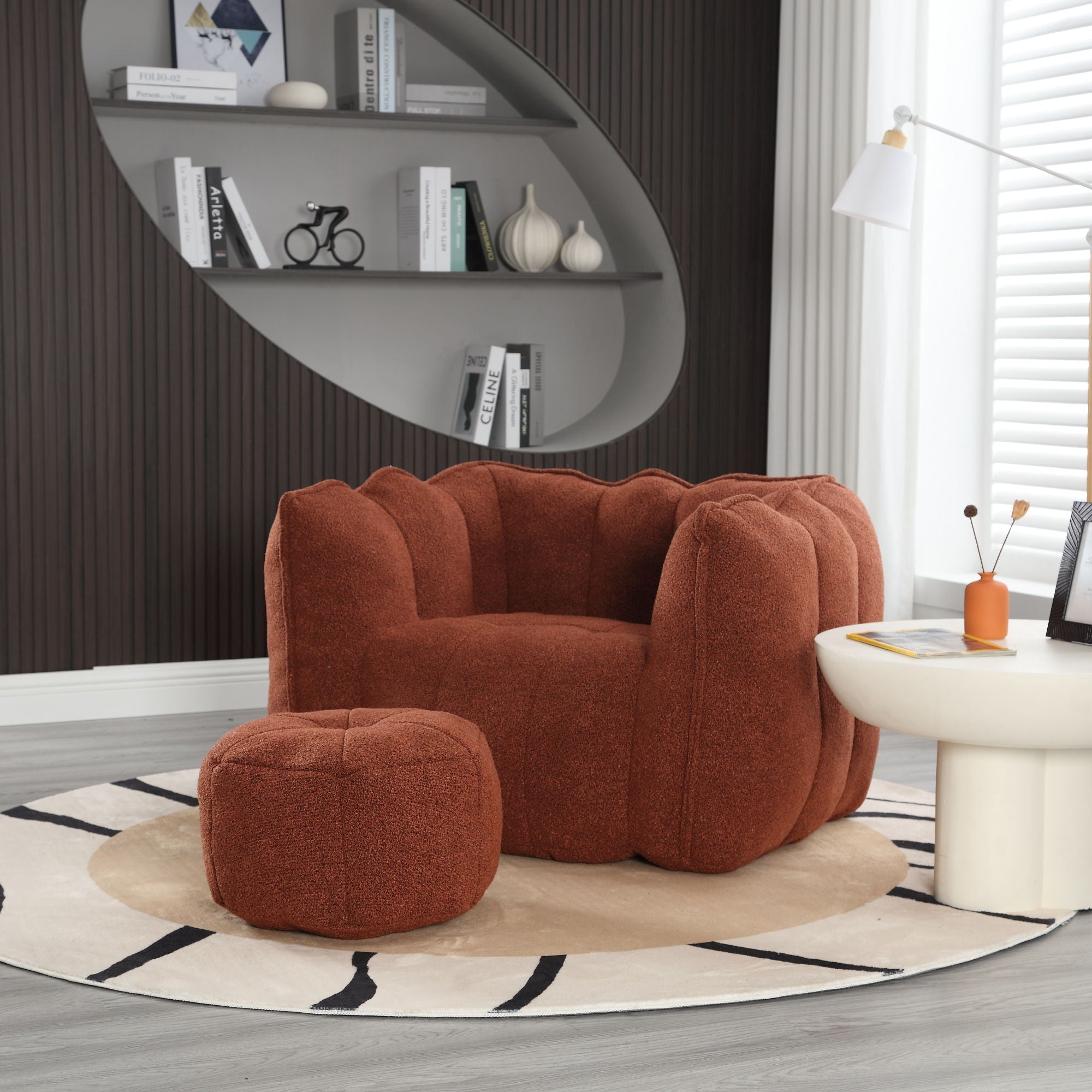 Soft Chenille Bean Bag Chair With High Resilient Foam