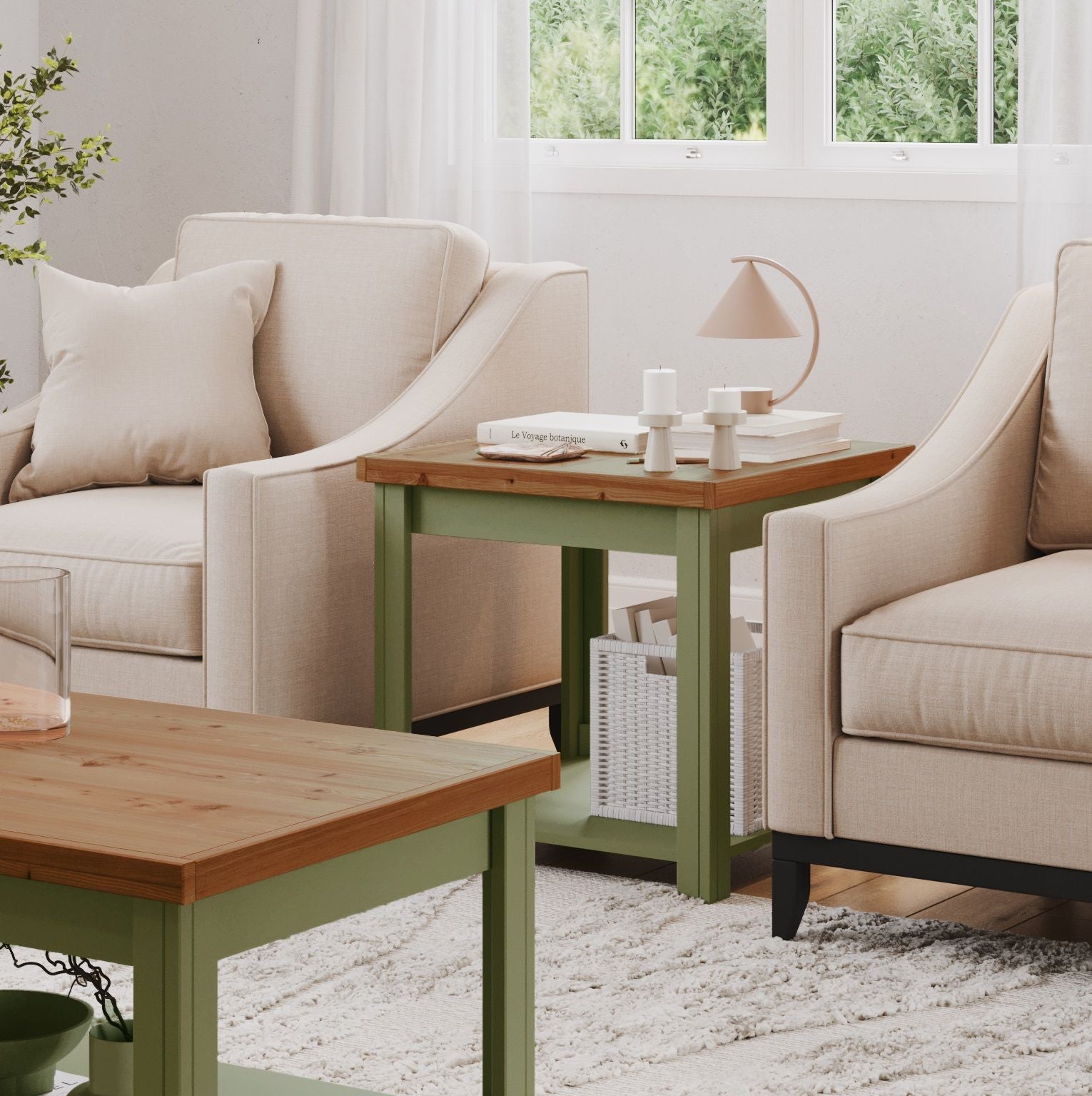 Vineyard - Side Table - Sage Green, Fruitwood - Best Buy Furniture