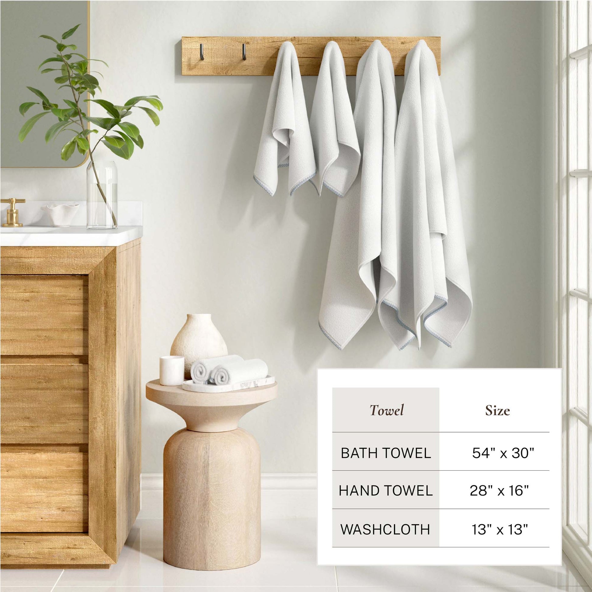 Cotton Border-Stitched 6-Piece Towel Set - Valery Collection - Best Buy Furniture