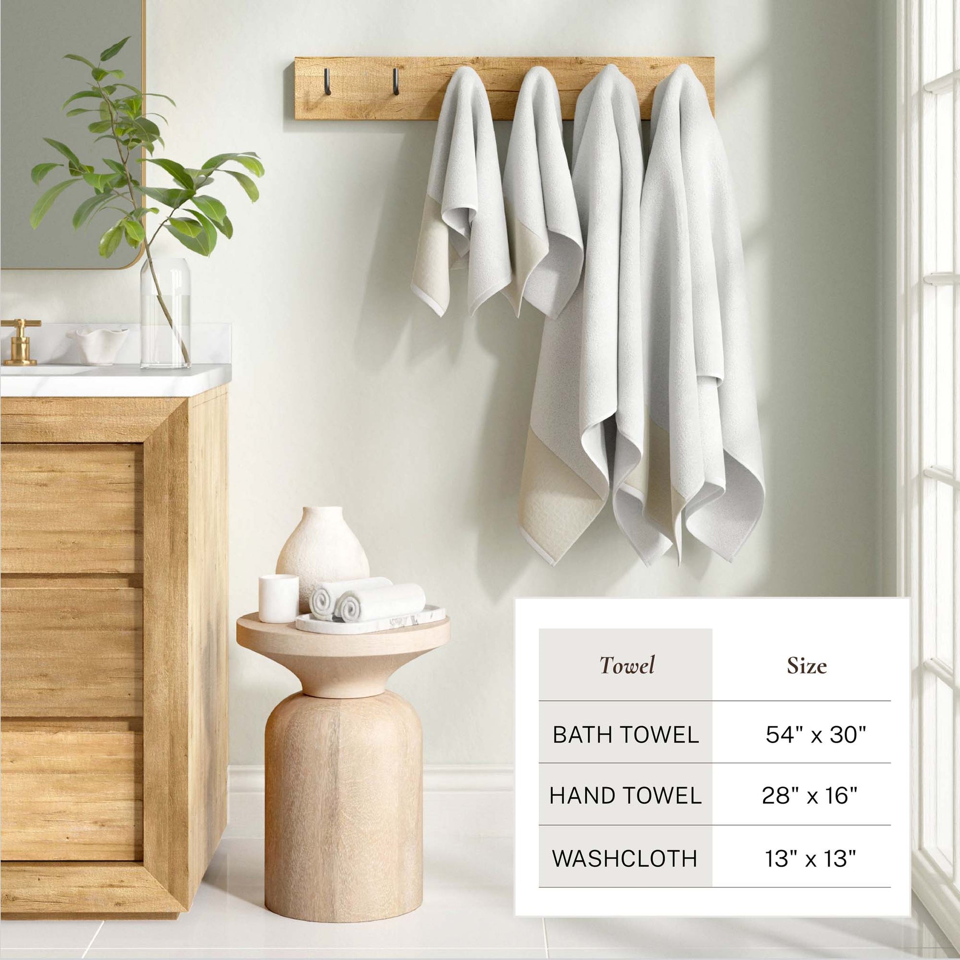 Cotton Linen-Like Border 6-Piece Towel Set - Priya Collection - Best Buy Furniture